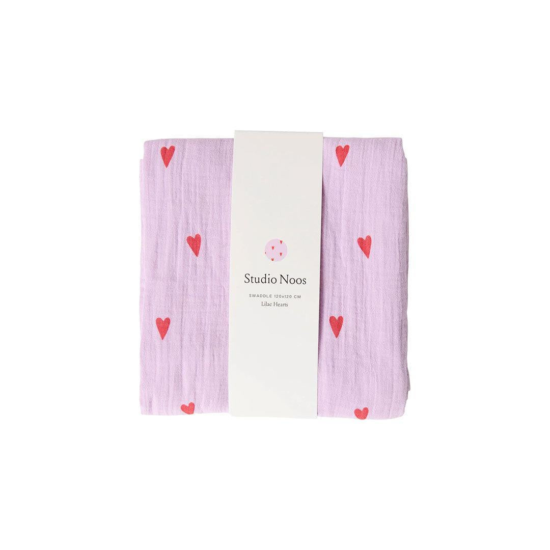 Studio Noos Lilac Hearts Swaddle 70x70 - Lilac、mySite、merchandisen