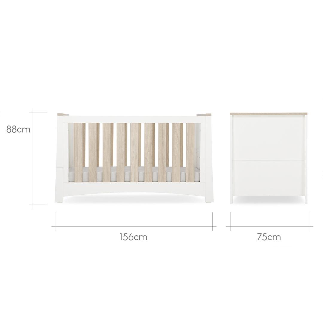  CuddleCo Ada 3 Piece Set 3-Drawer Dresser Cot Bed + Wardrobe - White/Ash、mySite、merchandisen