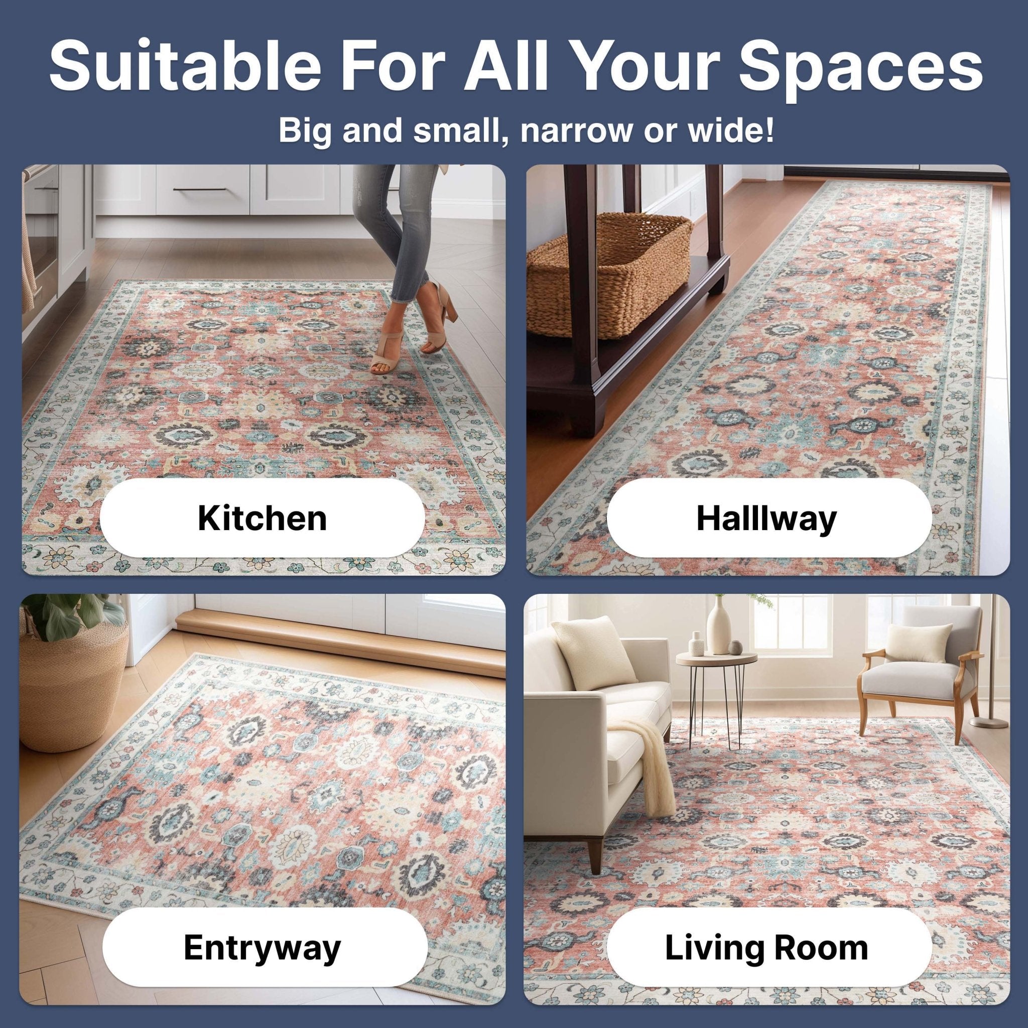 Elle Basics Gala Oriental Easy-Clean Washable Rug by Well Woven - Durable, Non-Slip, Low-Profile Design for Home Comfort、mySite、gigharbornorthrealestate
