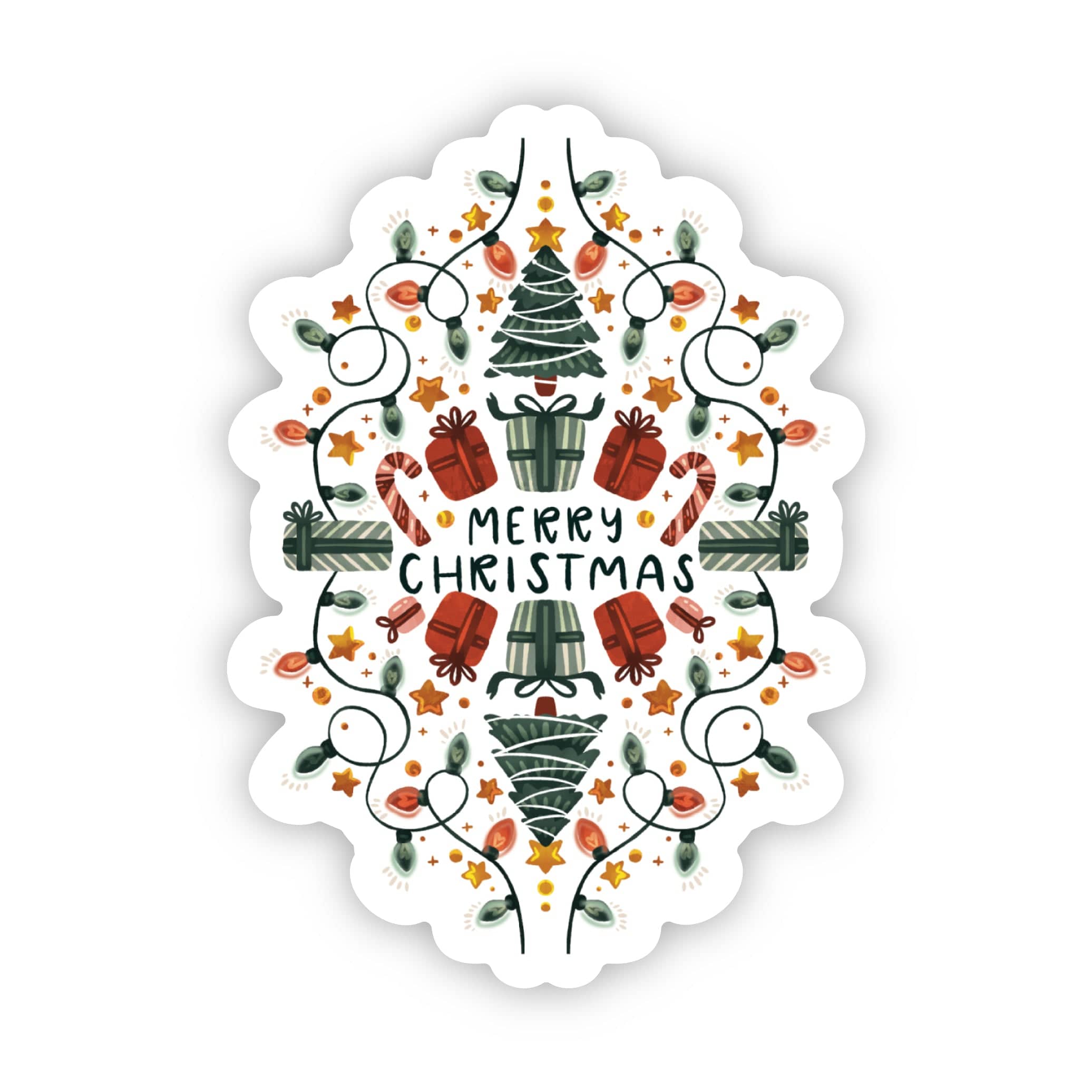  Merry Christmas Trees, Lights & Gifts Pattern Sticker、mySite、ghnorth