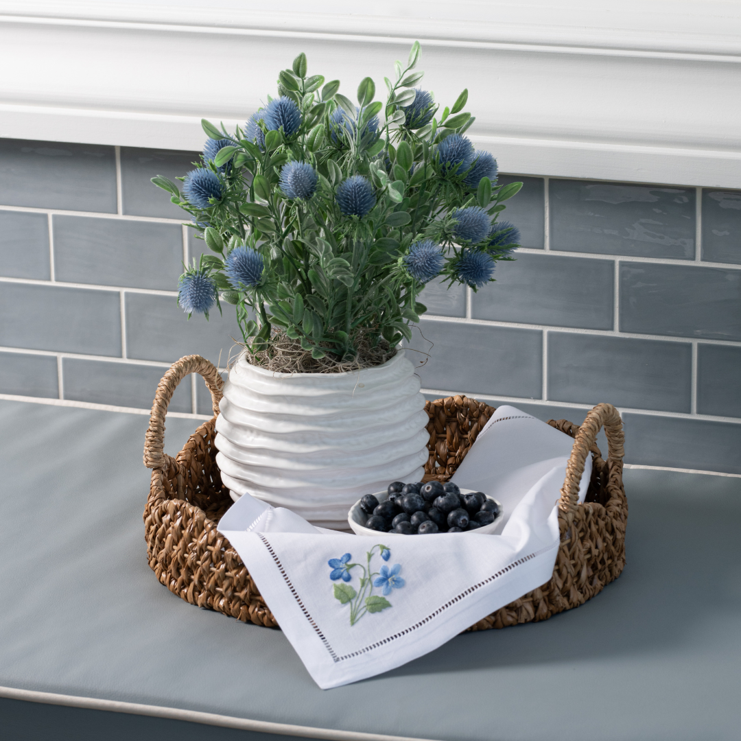  Embroidered Violet Hemstitch Napkin 6 Pack、mySite、elrpsem3k