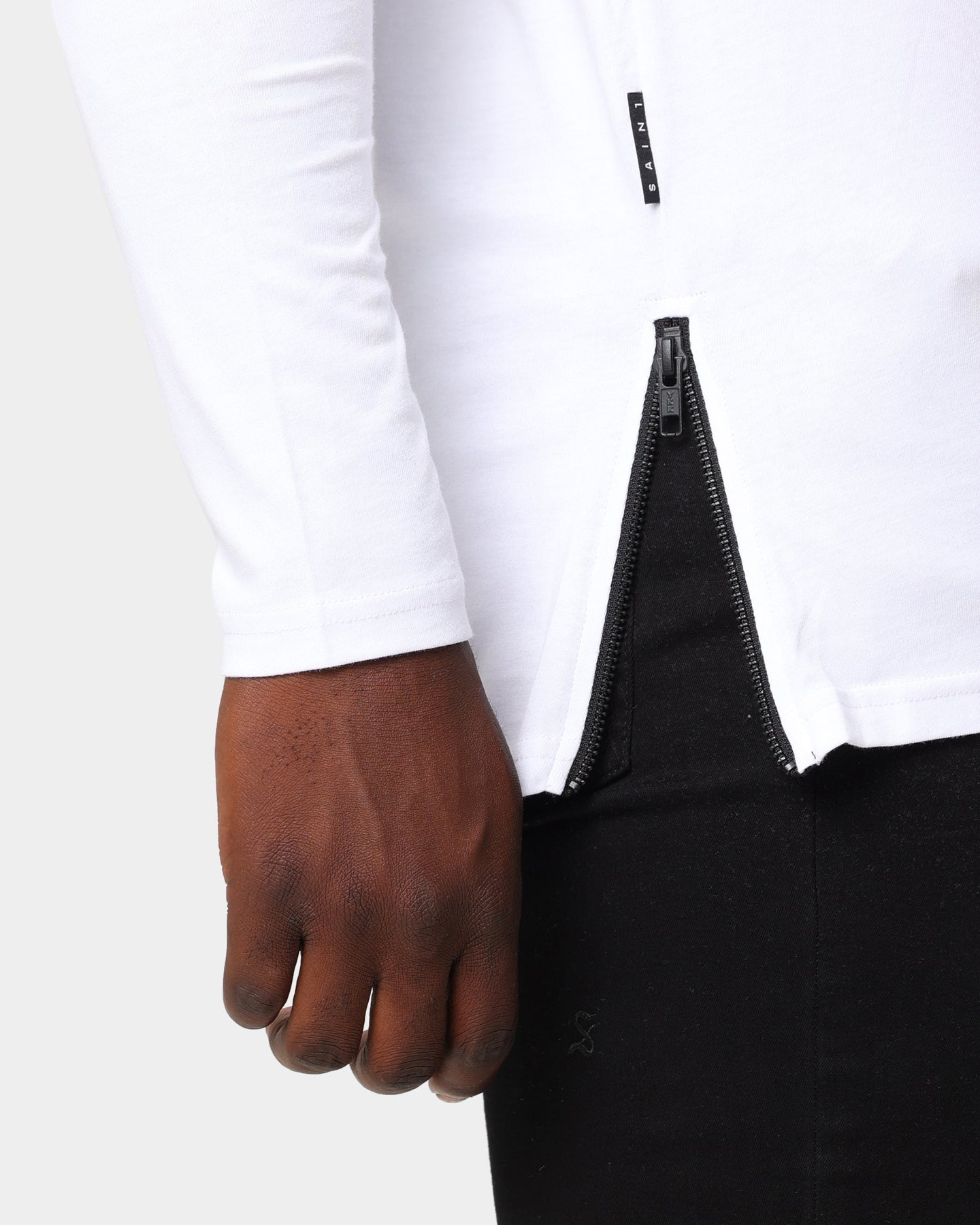 Saint Morta Homage Drop Tail Long Sleeve T-Shirt White/Black、mySite、zt4zffjzw