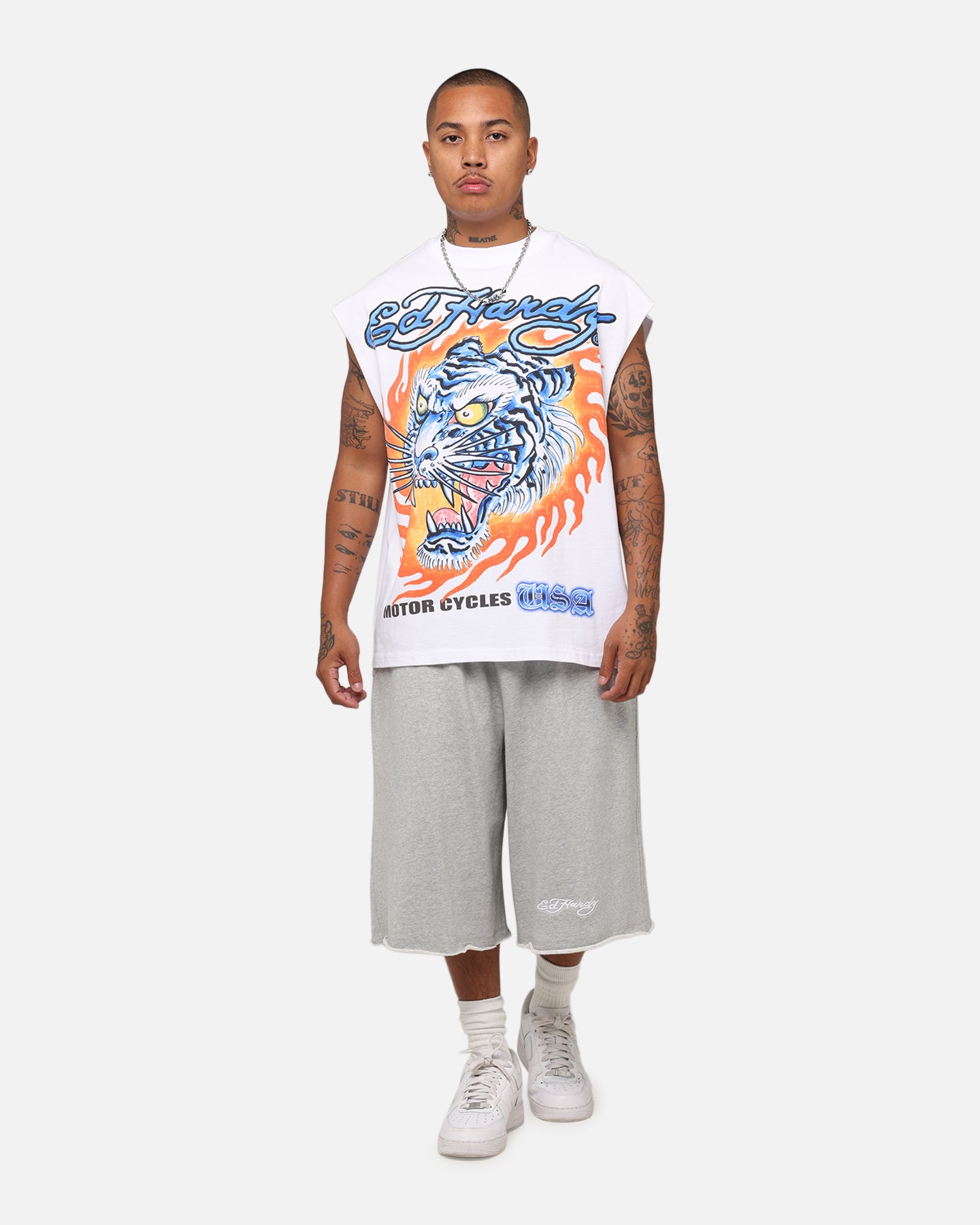 Ed Hardy Motorcycles Tiger Muscle T-Shirt White、mySite、zt4zffjzw