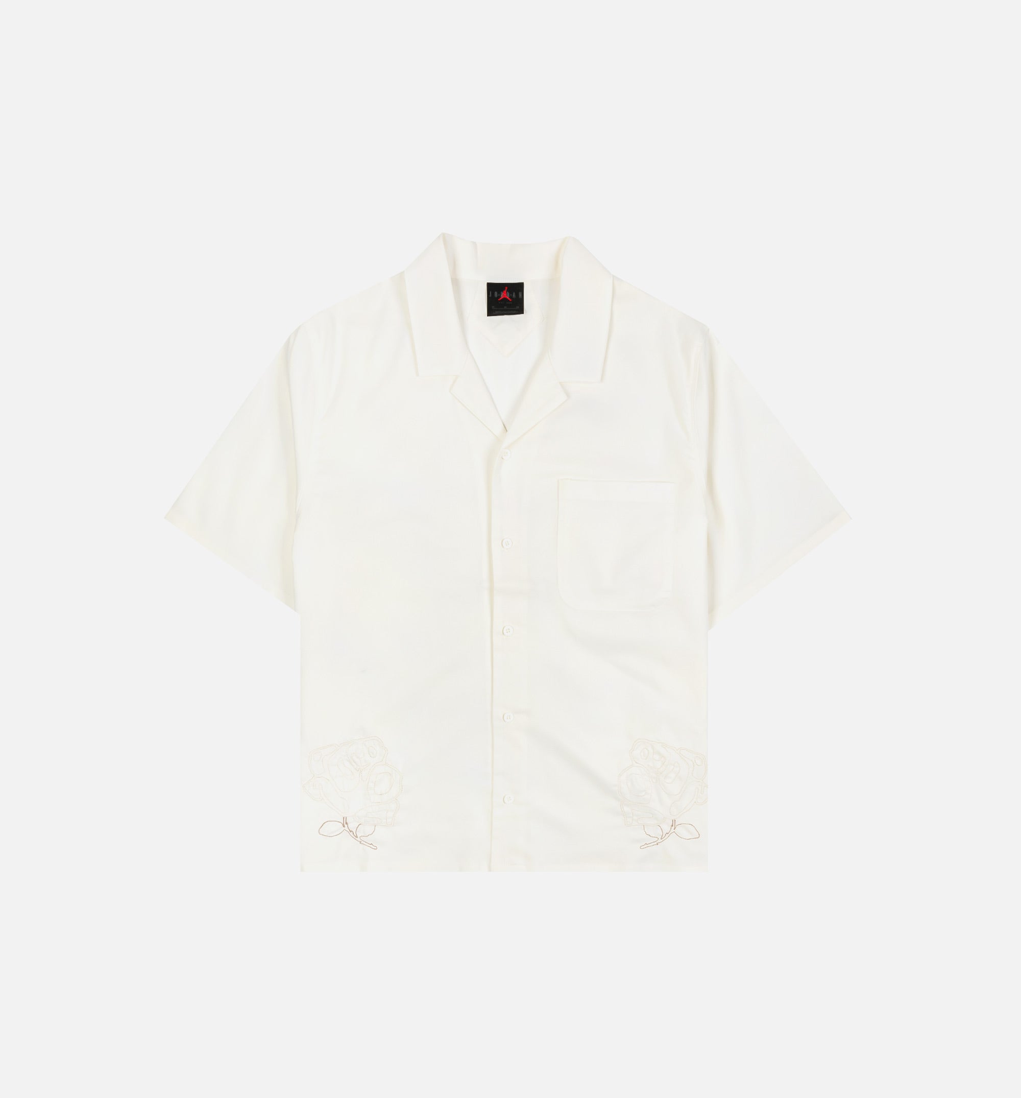 Woven Embroidered Rose Womens Short Sleeve Shirt - Sail、mySite、dreamappss