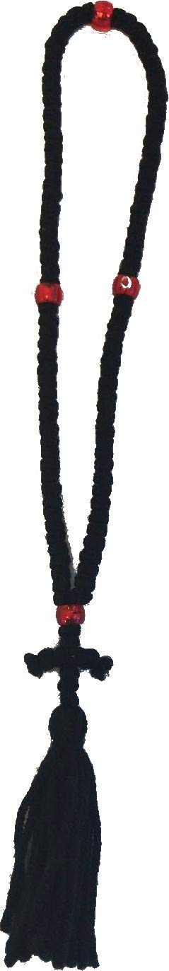  Holy Land Market Komboskini prayer rope - black wool with Red/grey beads (100 Knots)、mySite、elrpsem3k