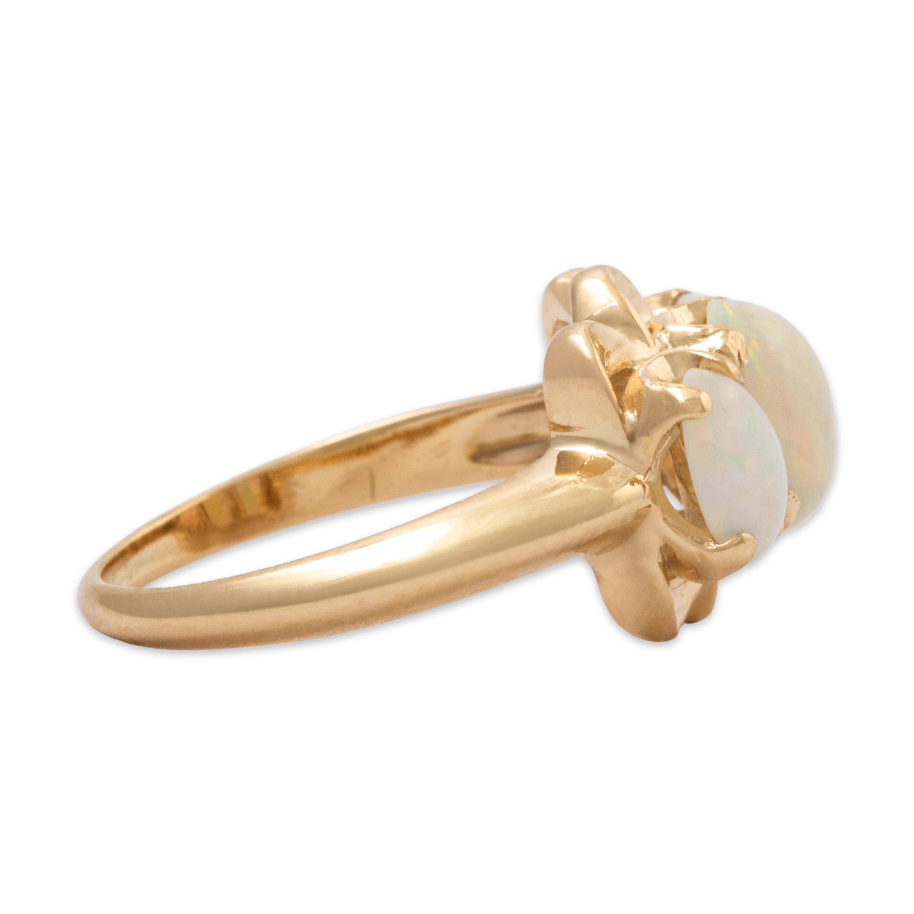 Vintage 14k Yellow Gold 1.2cttw Opal Rainbow Flashing Trio Ring 4.25、mySite、hinf8tx79