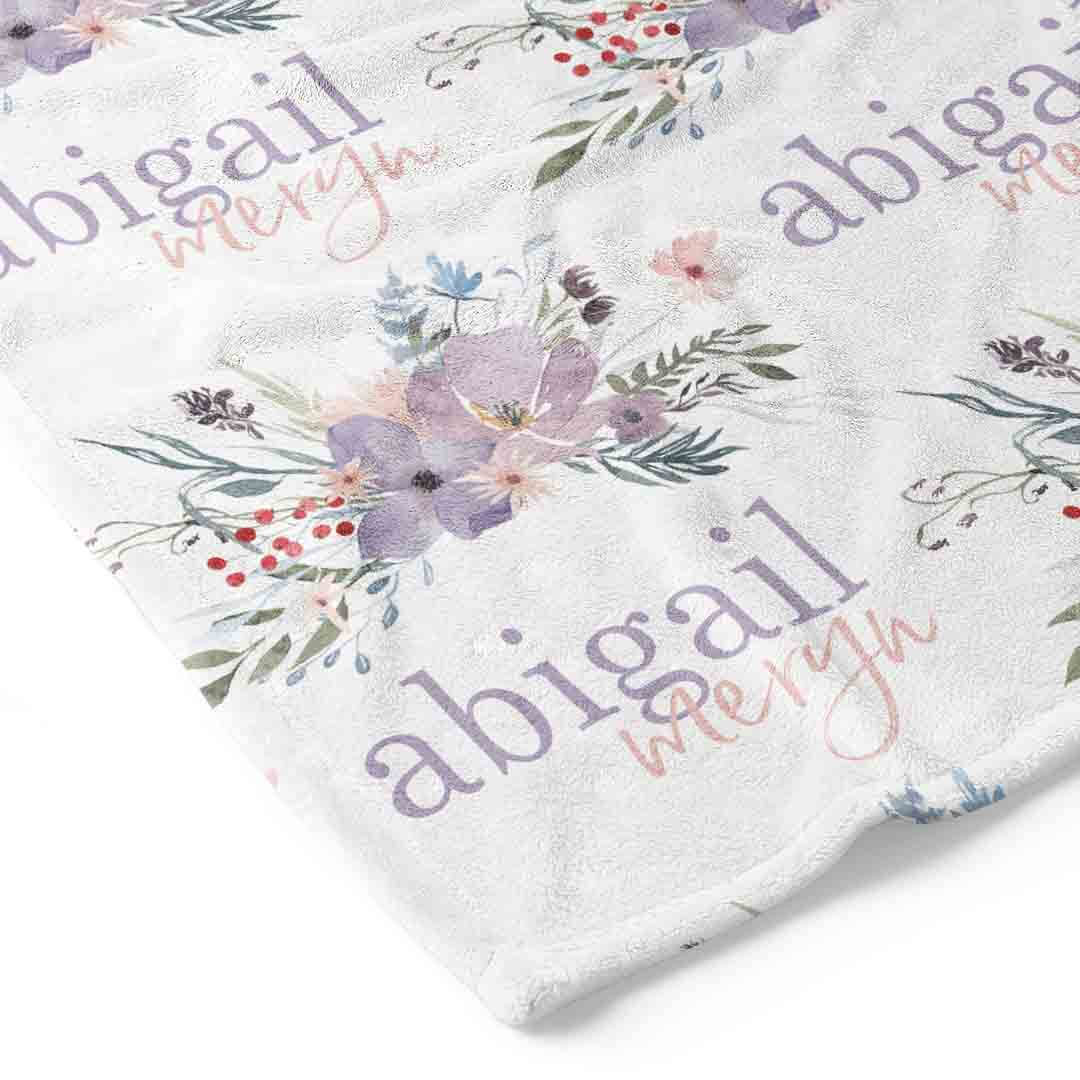  Rowan's Dusty Purple Floral Personalized Toddler Blanket、mySite、layawaytickets