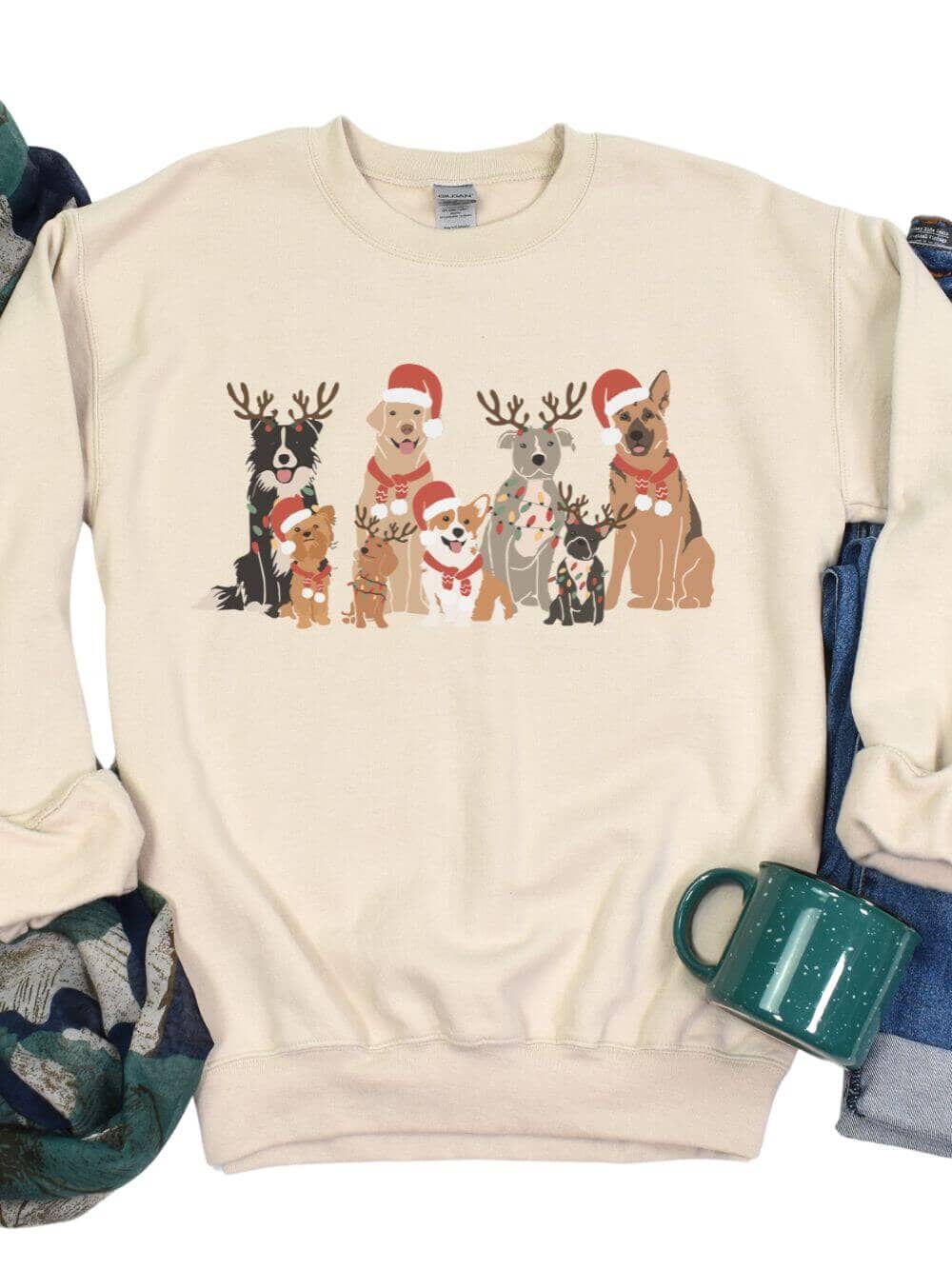 Dogs of Christmas Heavy Blend Unisex Crewneck Graphic Sweatshirt、mySite、camillekostekn