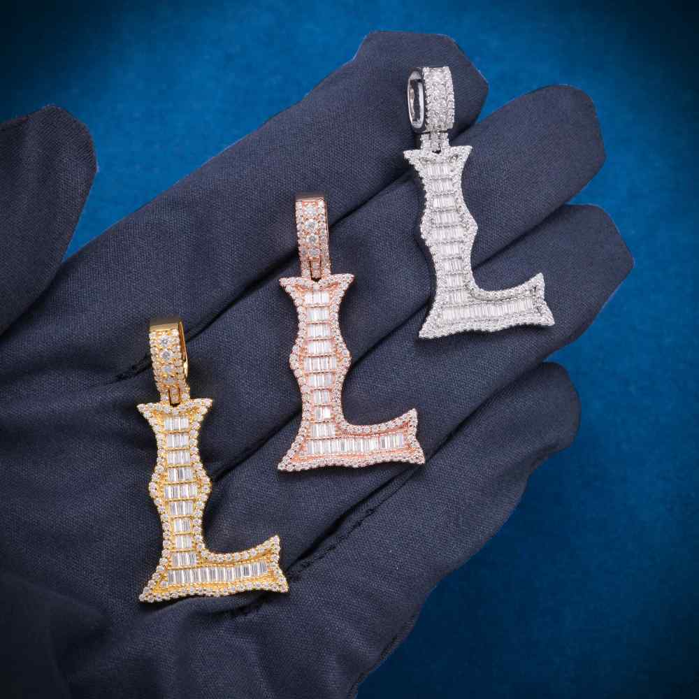 Moissanite Baguette Letter L Pendant、mySite、hinf8tx79