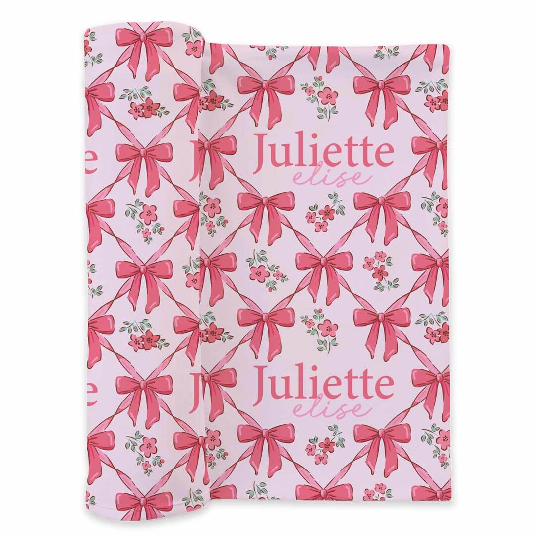  Bow Besties Personalized Swaddle Blanket、mySite、layawaytickets