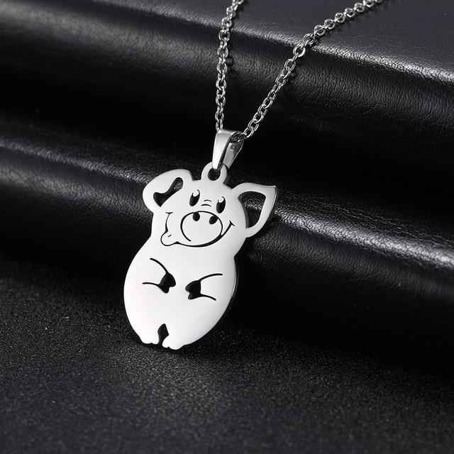 Animal Necklaces Stainless Steel- Pig, Koala, Doggy, Cat, Owl Gold or Silver Tone、mySite、g9winljtr