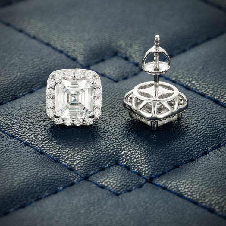 9MM Moissanite Halo Stud Earrings 14K Gold、mySite、hinf8tx79