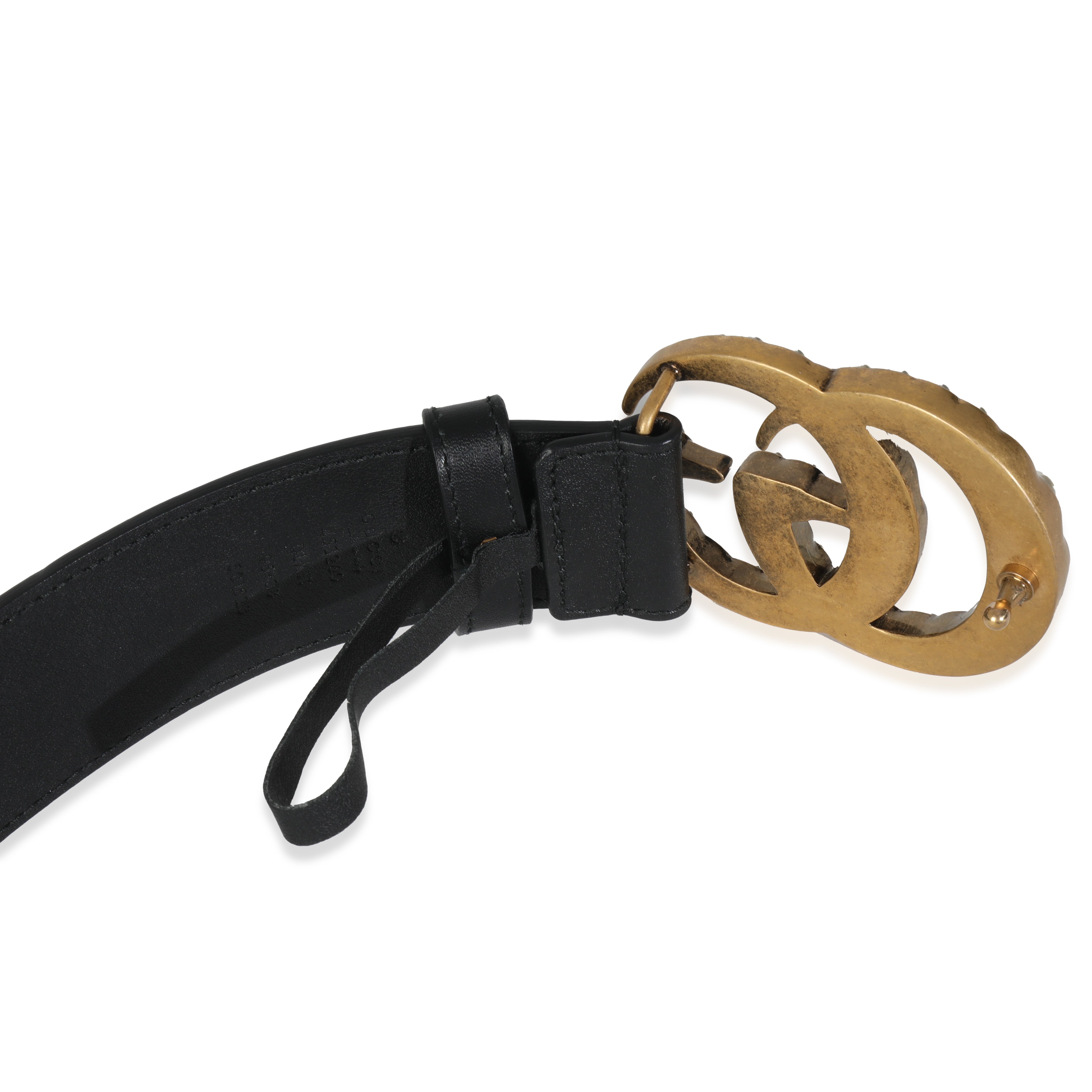 Black Smooth Calfskin Pearly GG Marmont Belt 95/38、mySite、garagedoors4me