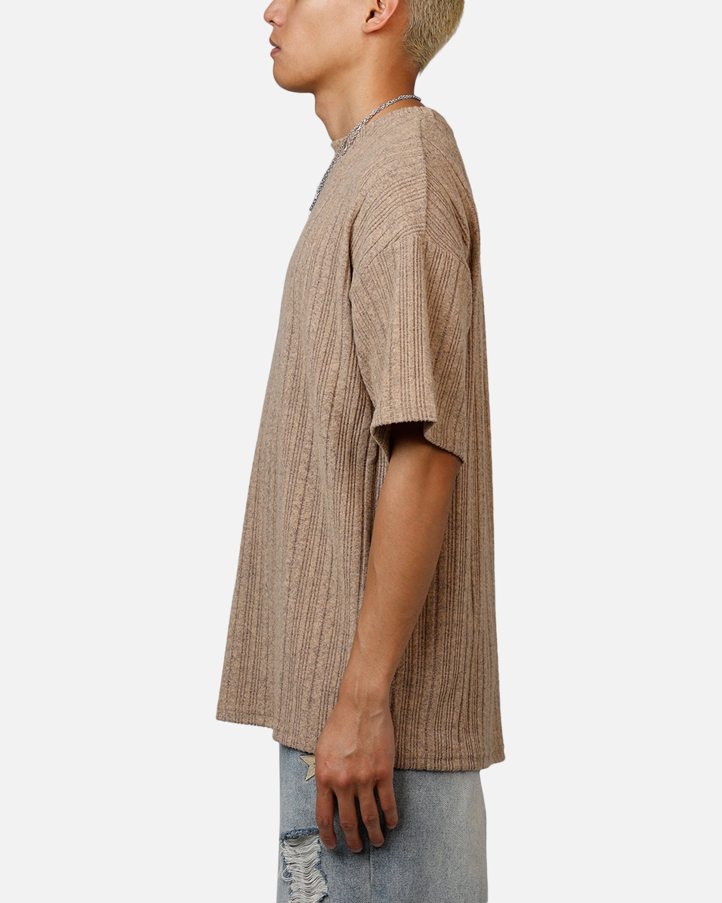 XXIII Rib Knit T-Shirt Tan Marle、mySite、zt4zffjzw