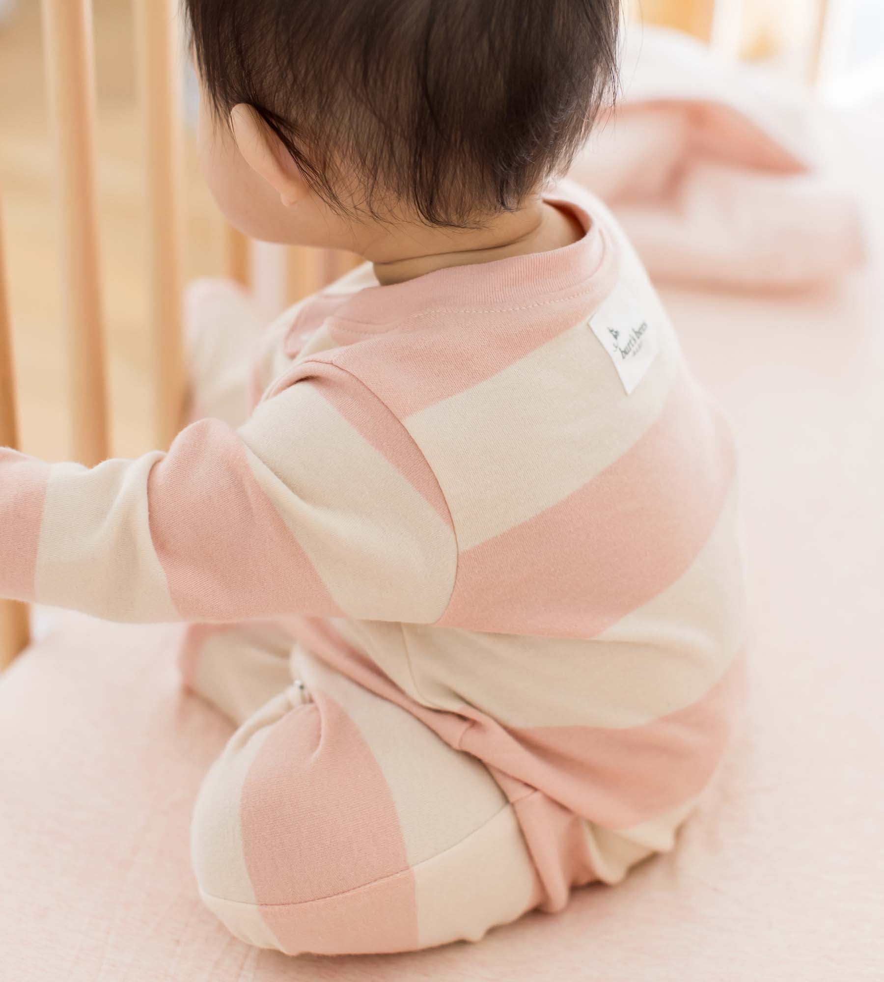 Rugby Stripe Organic Cotton Two-Piece Pajamas - Pink Sand、mySite、g9winljtr