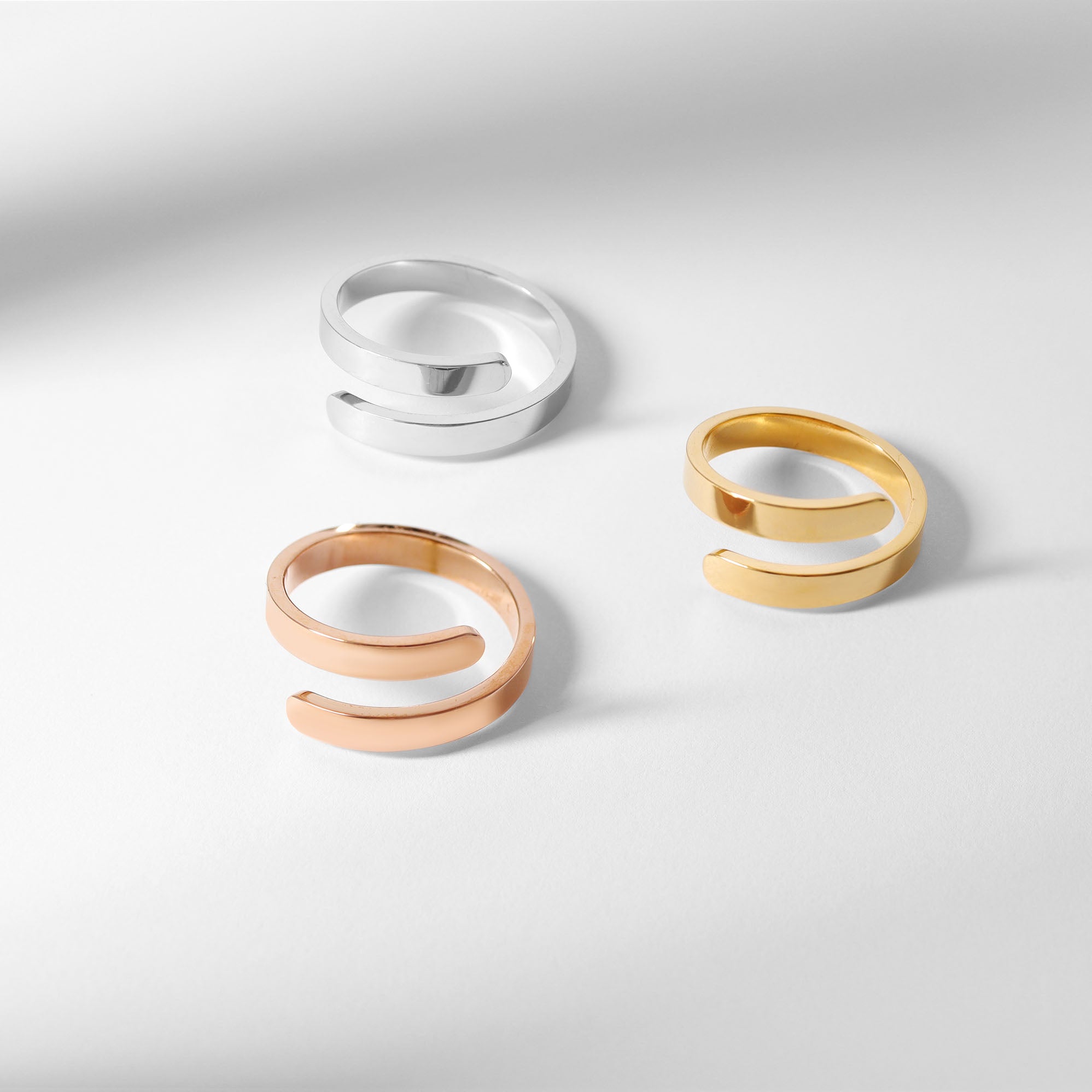 18K Gold PVD Stainless Steel Blank Engravable 2 Name Wrap Ring / ZRJ9016、mySite、dreamappss