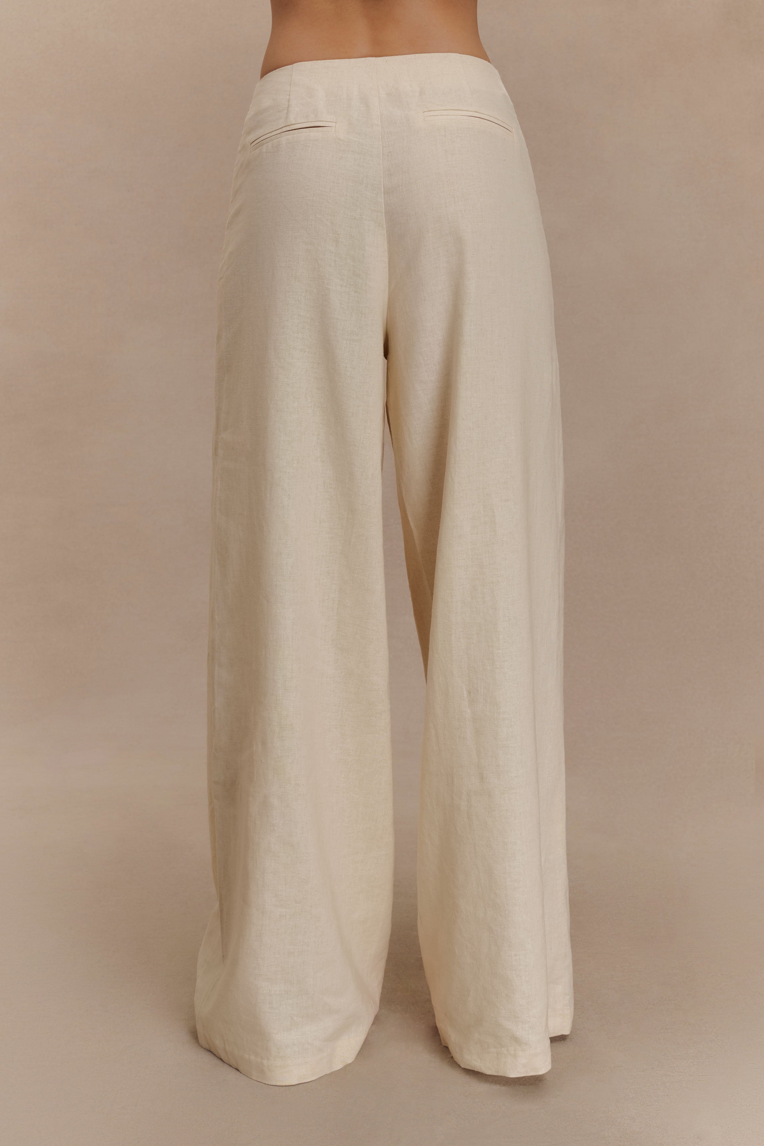 Brandi Linen Straight Leg Pant - Wheat Marle、mySite、solidvoid