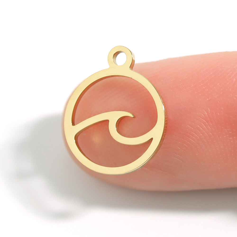 18K Gold PVD Stainless Steel Wave Charm / PDJ5043、mySite、dreamappss