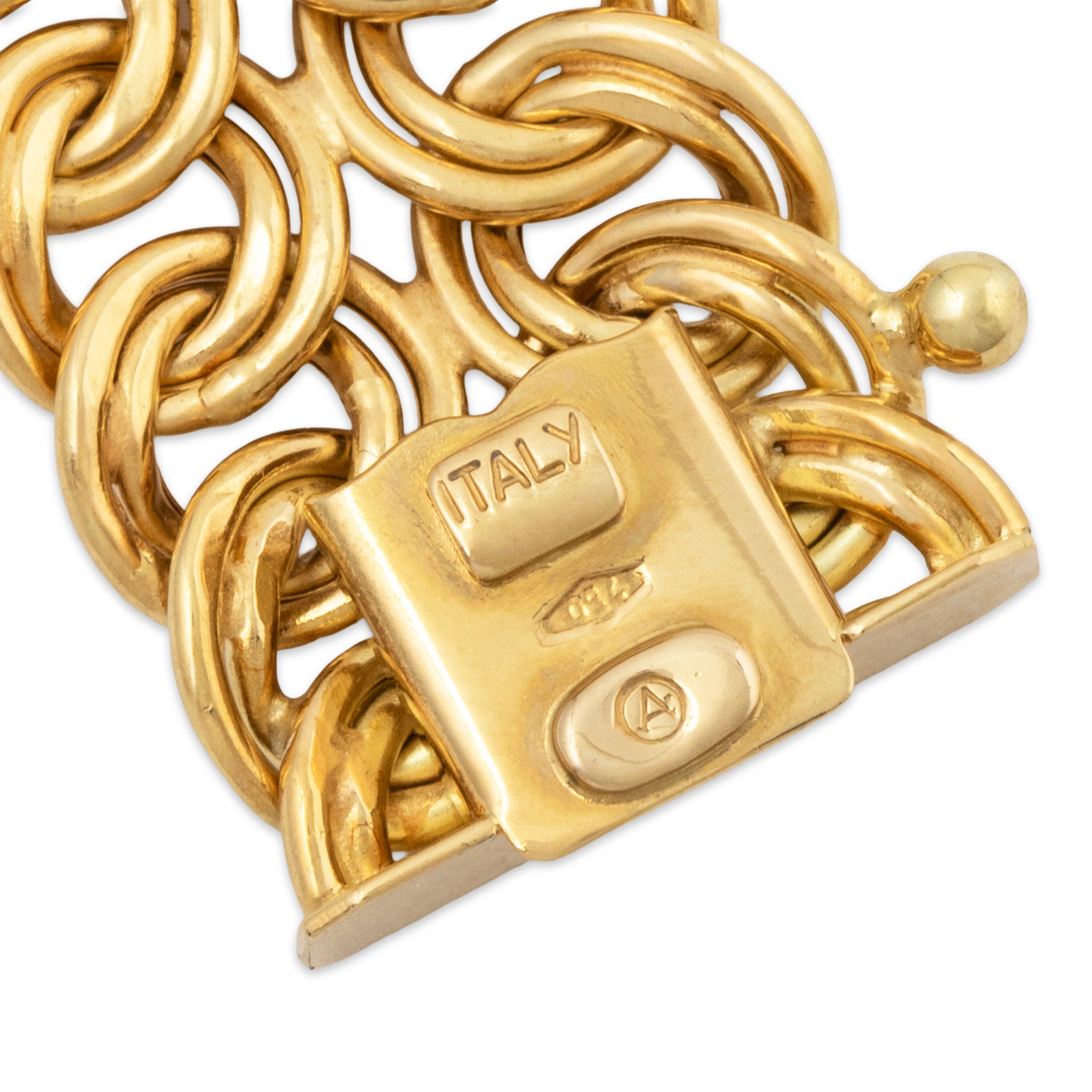 Vintage Italian Unusual 18k Yellow Gold Lavish Loops Bracelet 7、mySite、hinf8tx79