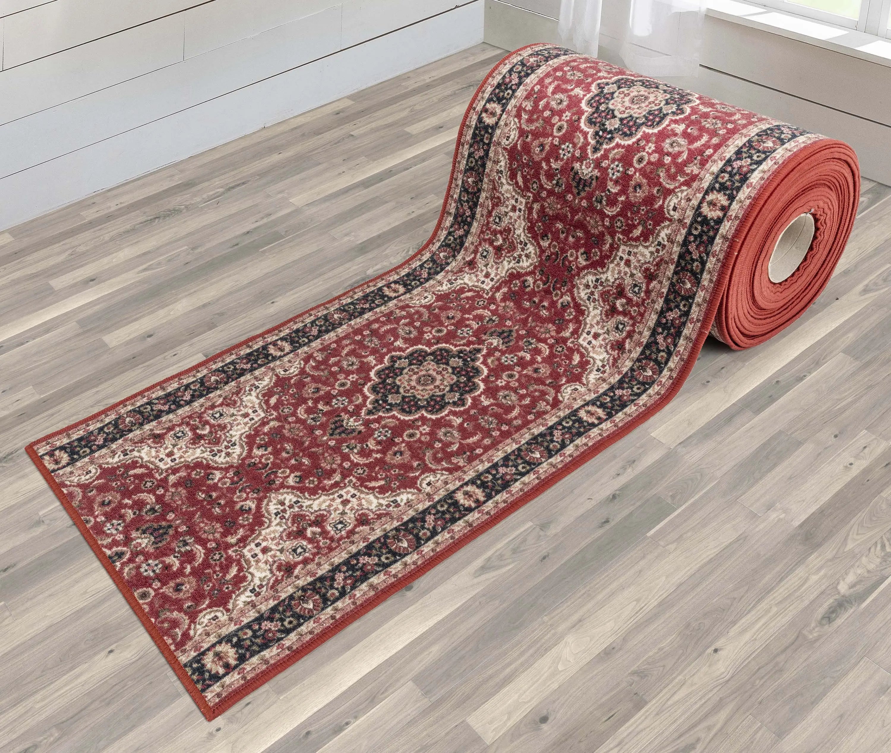 Custom Size Runner Gene Medallion Persian Red Select Your Width x Choose Your Length Machine Washable Hallway Runner Rug、mySite、gigharbornorthrealestate