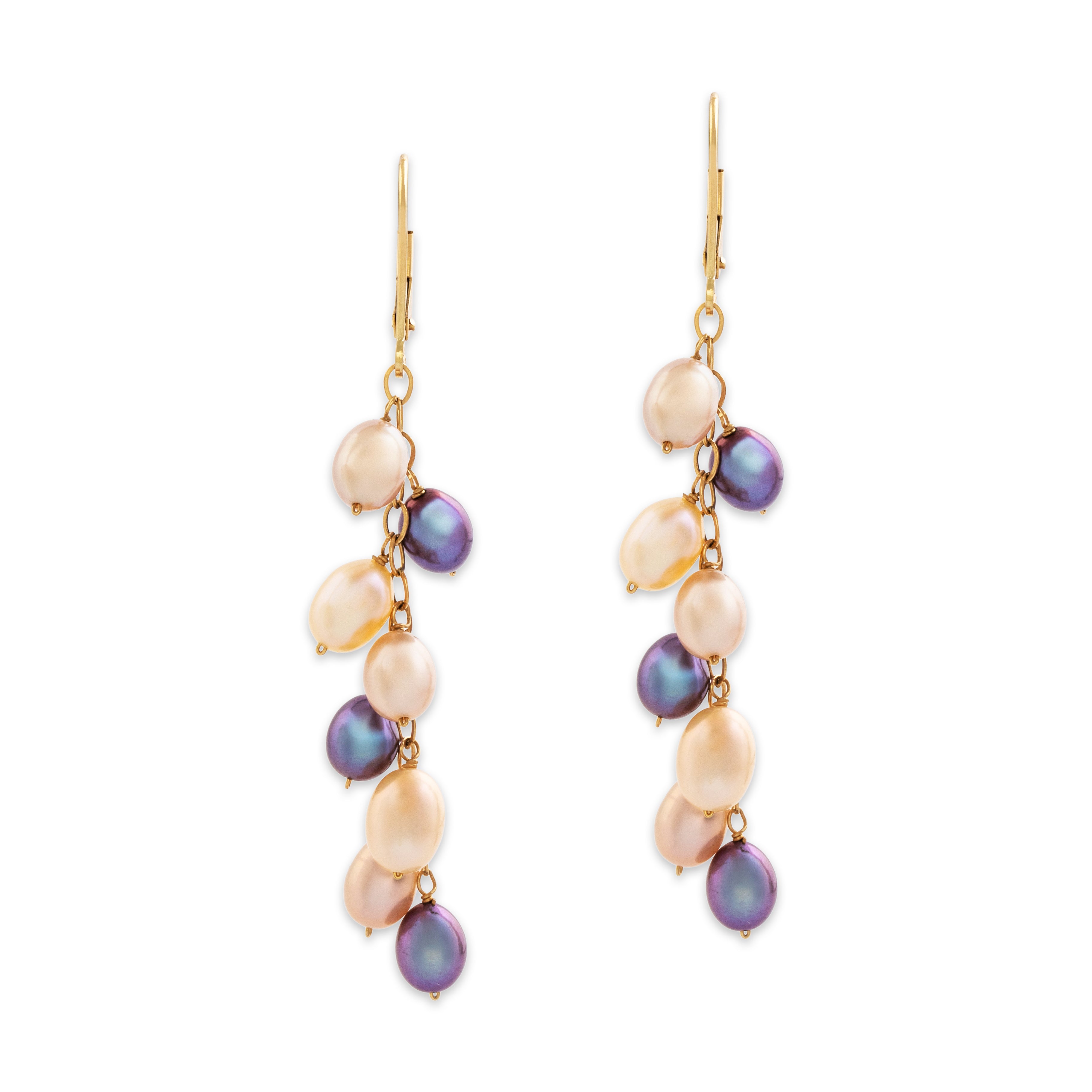 Vintage 14k Yellow Gold Multi-Tone Pearl Lustrous Dangle Earrings、mySite、hinf8tx79