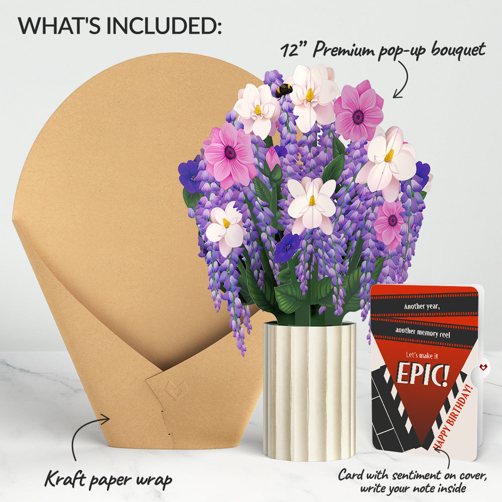 Wisteria Birthday Bouquet and Epic Reel Sentiment Set、mySite、solidvoid