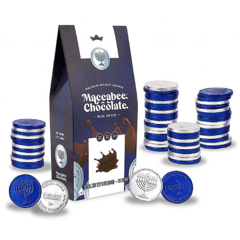 Premium Belgian Dark Hanukkah Chocolate Gelt - Blue and Silver、mySite、topwebapps