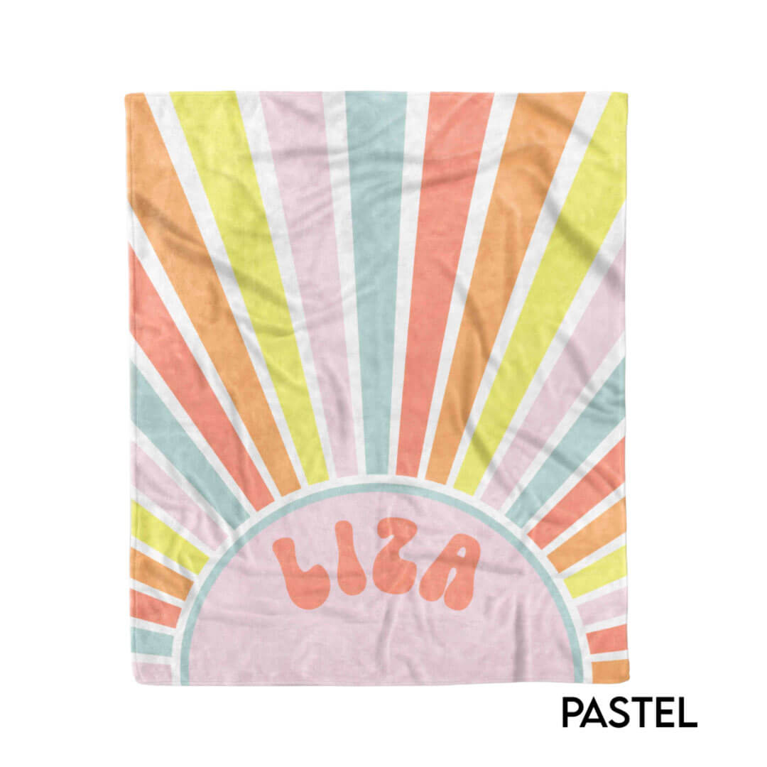  Retro Sun Personalized Kids Blanket、mySite、layawaytickets