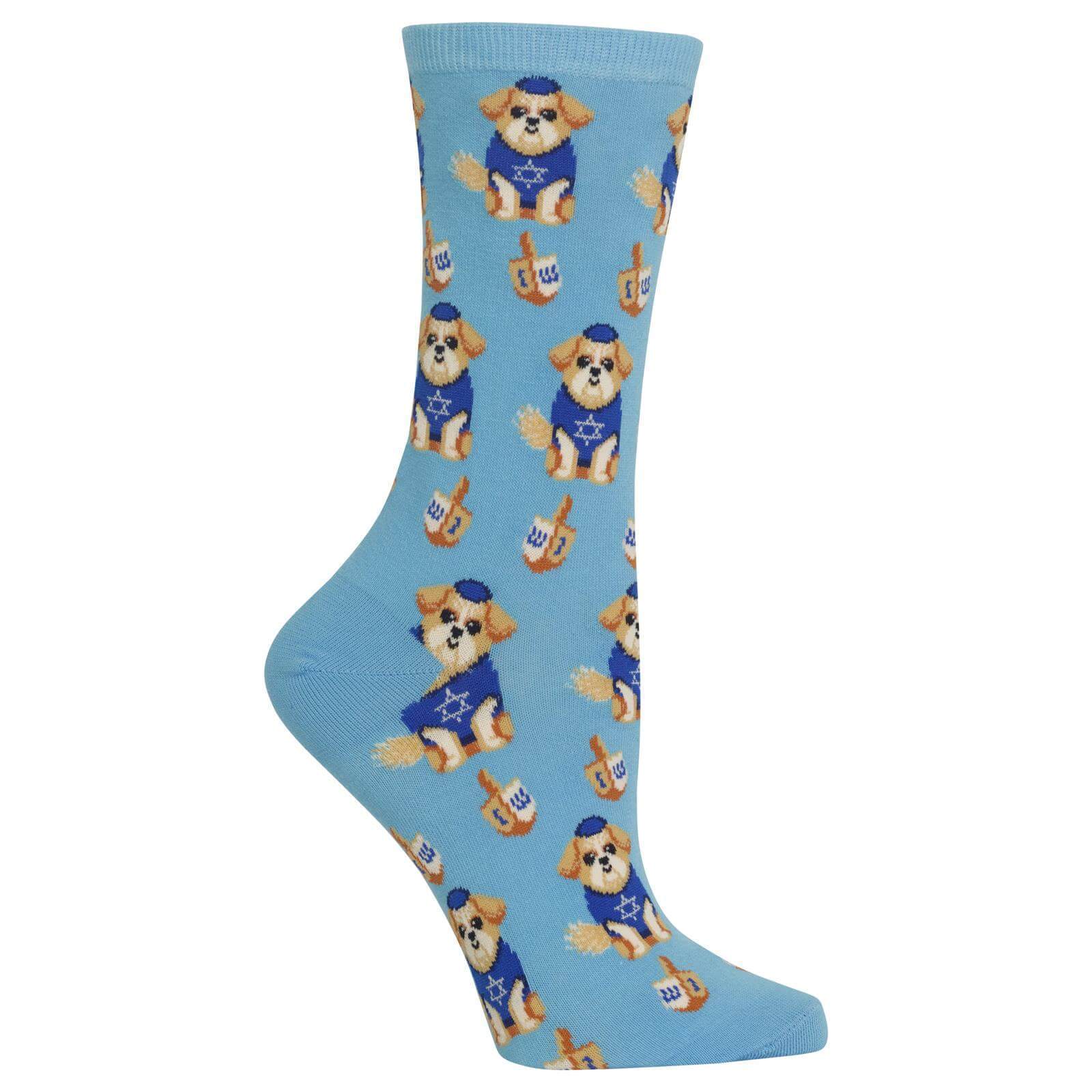 Women's Dreidel Dog Crew Socks、mySite、topwebapps