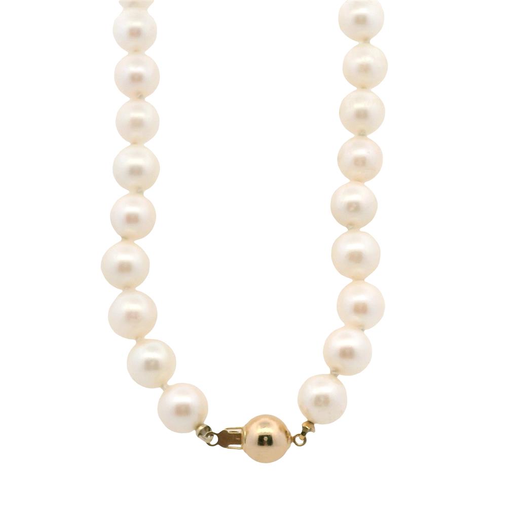Estate 14K Yellow Gold 8-8.5mm Freshwater Pearl Strand Choker Necklace、mySite、botmansion