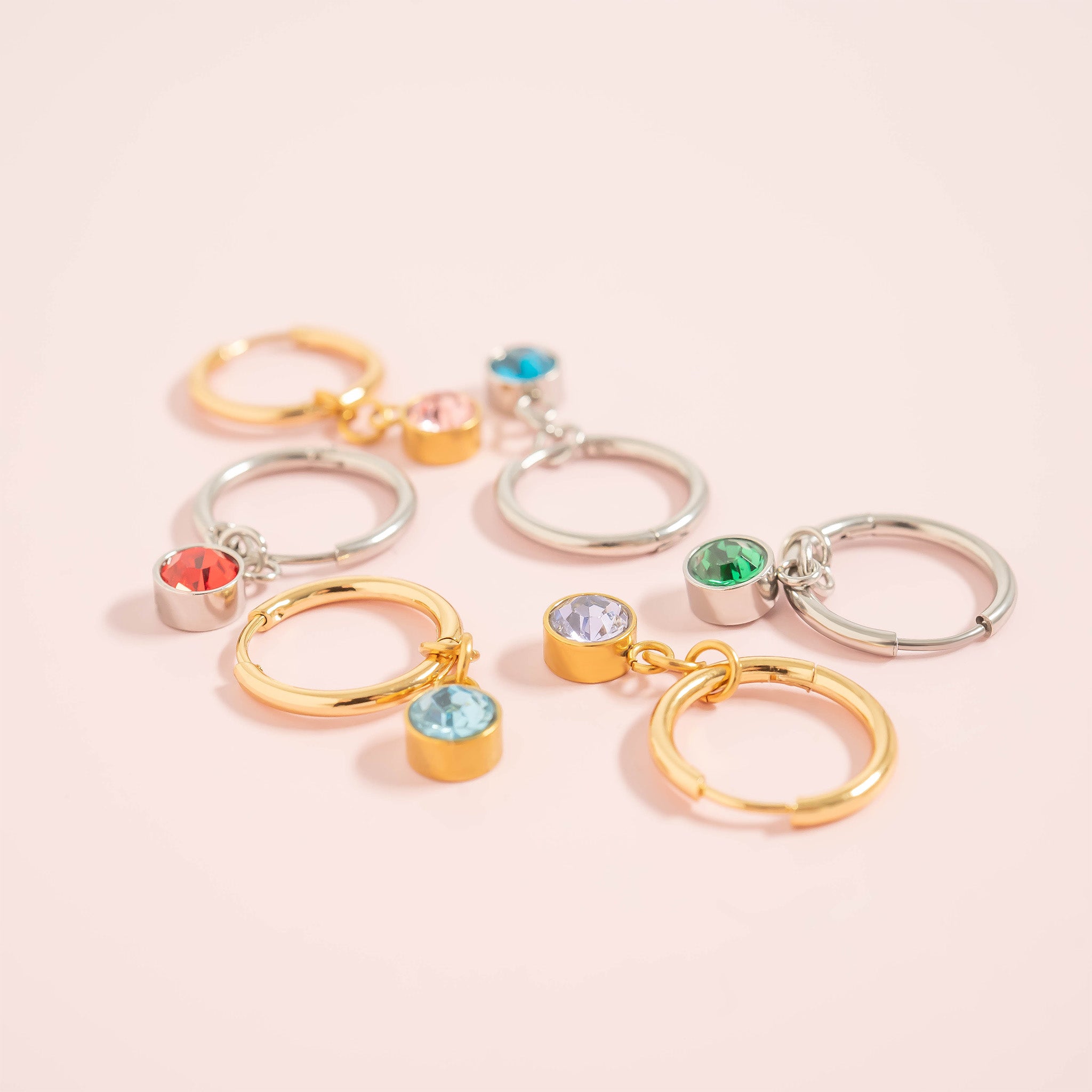 Stainless Steel Birthstone Huggie Earrings / ERJ0073、mySite、dreamappss