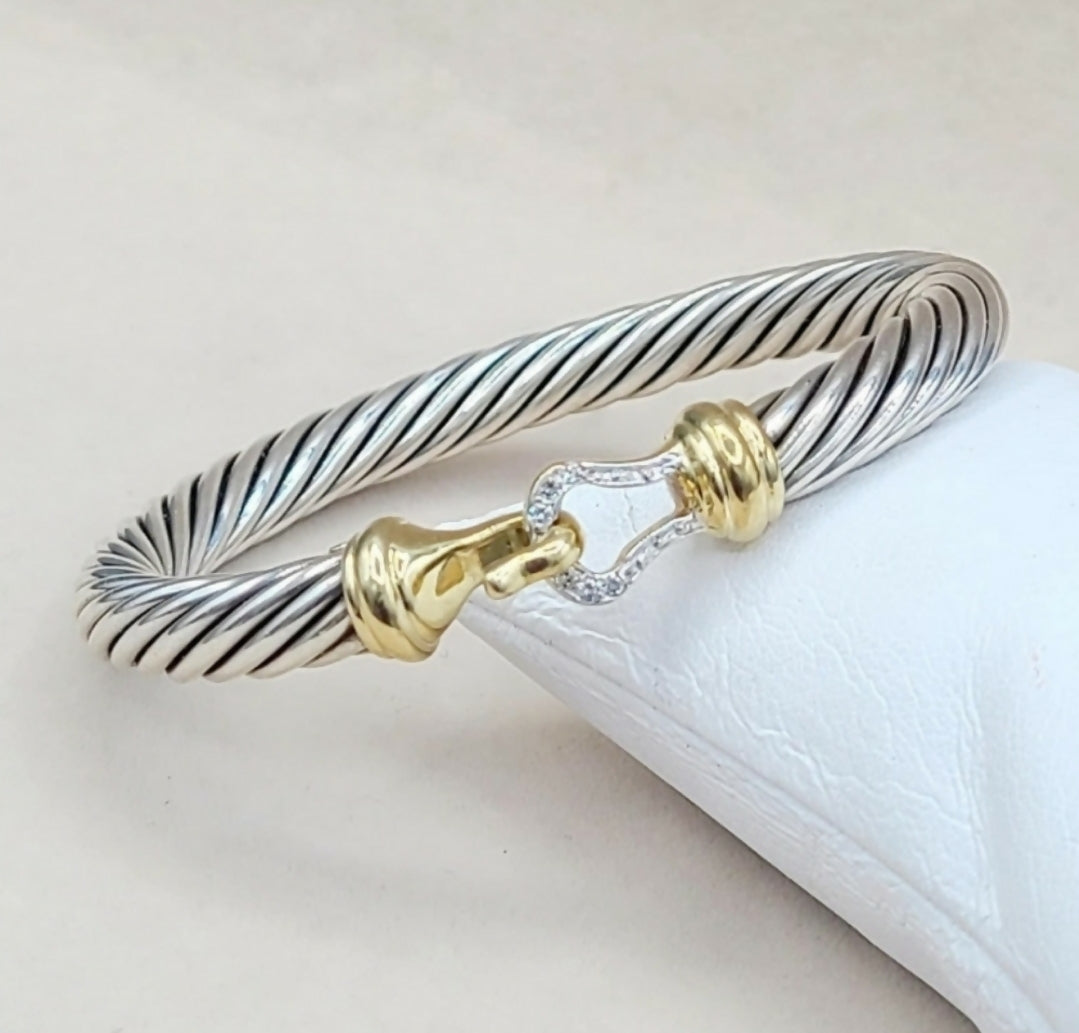 David Yurman 7 mm Cable Diamond Buckle Bracelet Gold、mySite、hinf8tx79