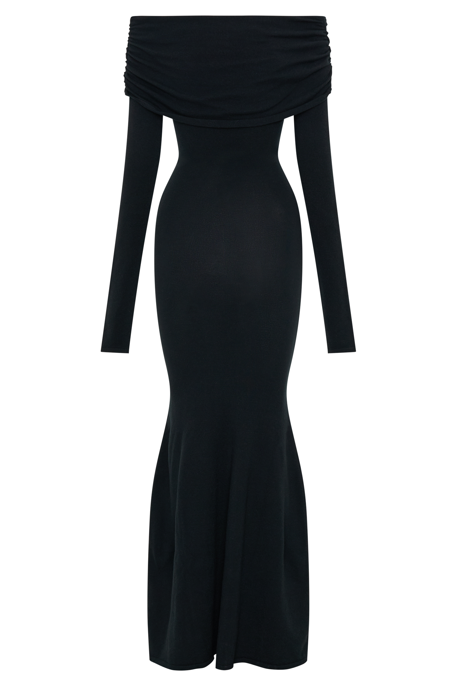 Georgiana Off Shoulder Knit Midi Dress - Black、mySite、solidvoid