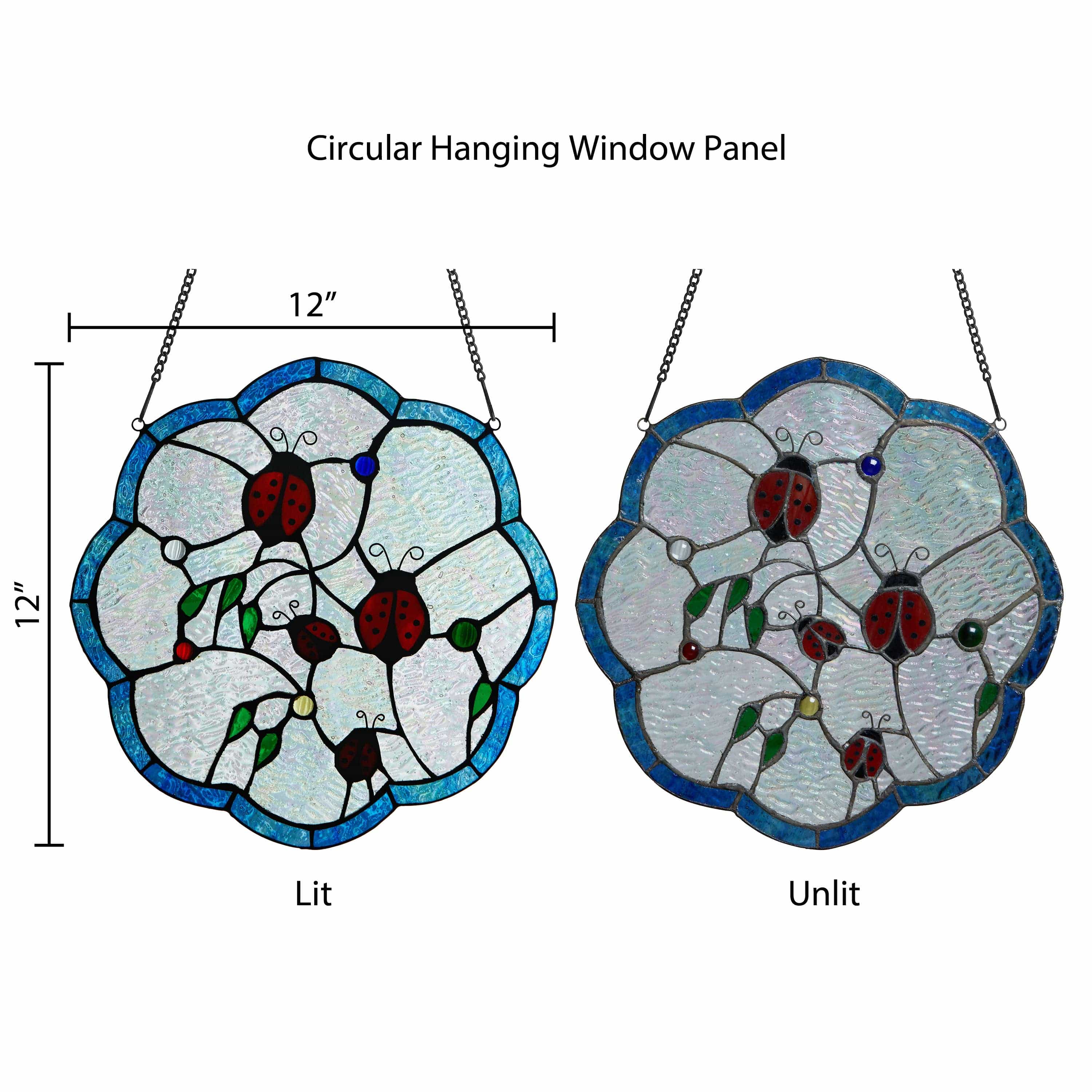 Ladybugs Round Tiffany Stained Glass Window Panel 12、mySite、g9winljtr