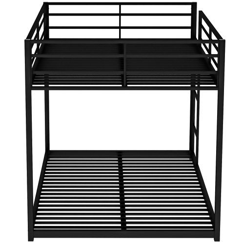 Full over Full Metal Bunk Bed, Low Bunk Bed with Ladder, Black(Old SKU:MF197034AAB)、、casual