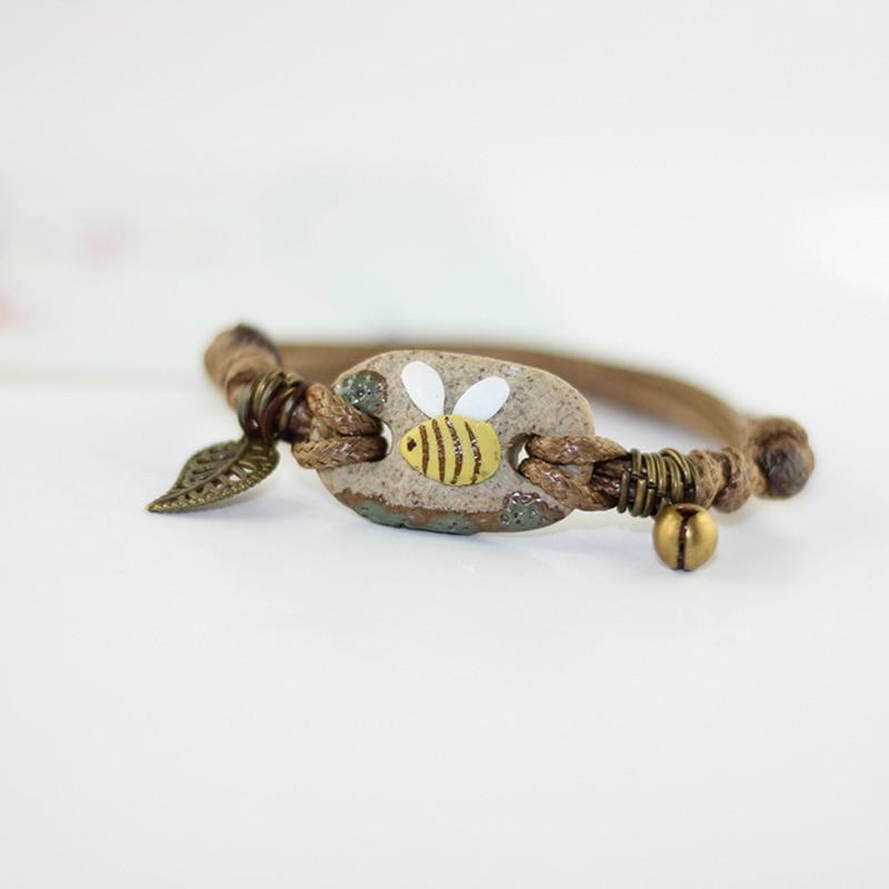 Ceramic Bee Charm Bracelet Bronze Mens/Ladies Wristband Bangle, So CUTE!、mySite、g9winljtr