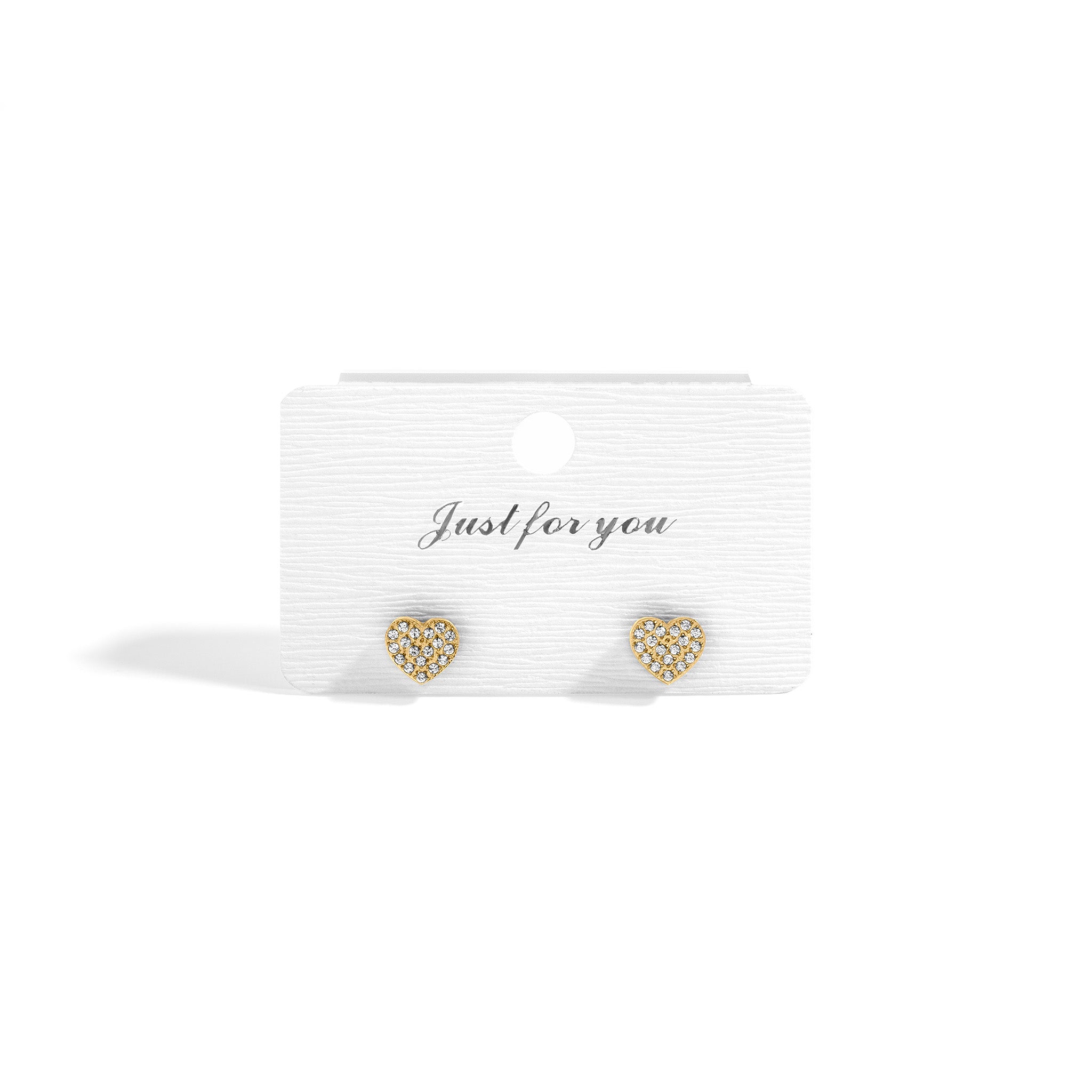 18K Gold PVD Stainless Steel Heart Stud Pave Stones Earrings / ERJ0079、mySite、dreamappss