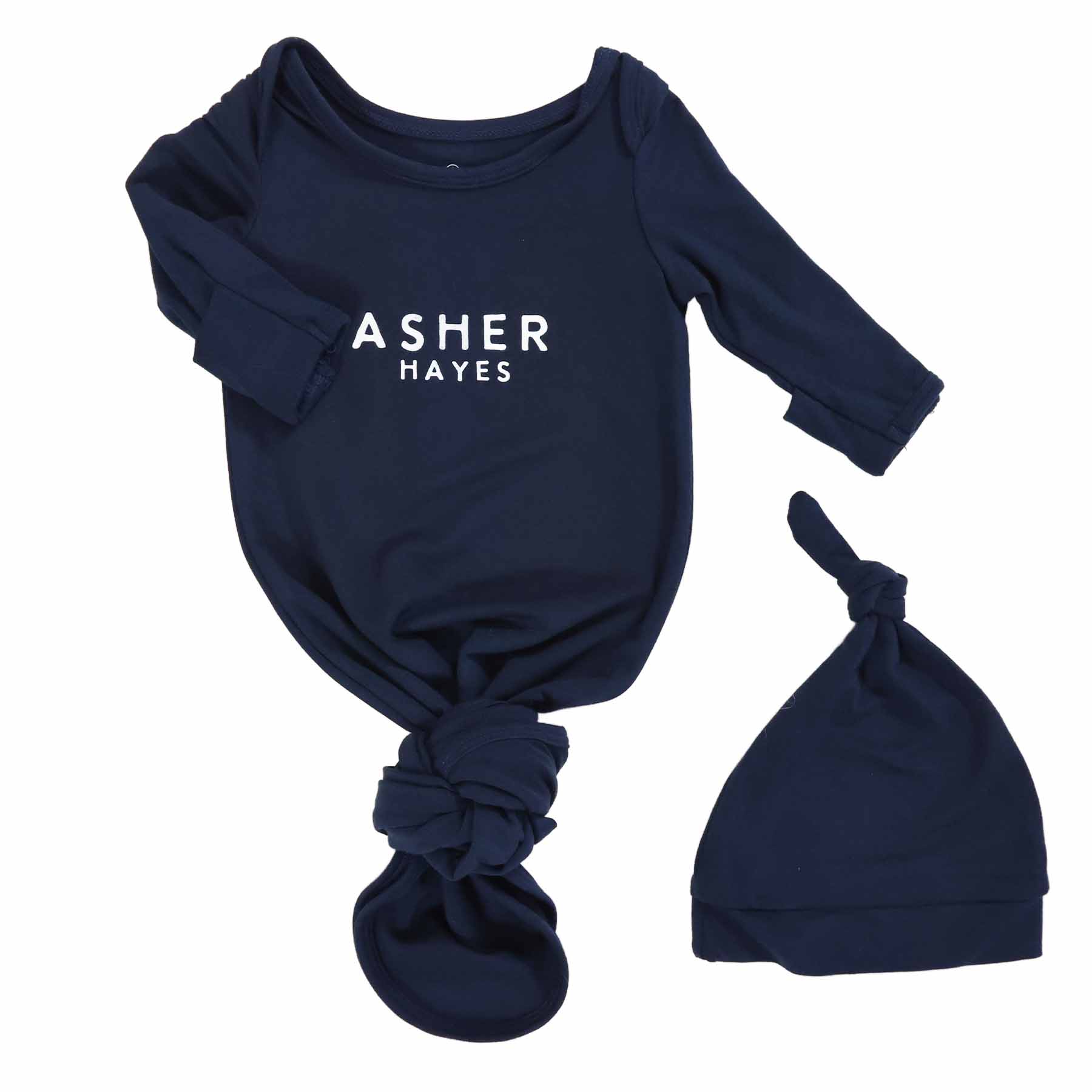  Boy Personalized Bamboo Newborn Baby Knot Gown & Hat、mySite、layawaytickets