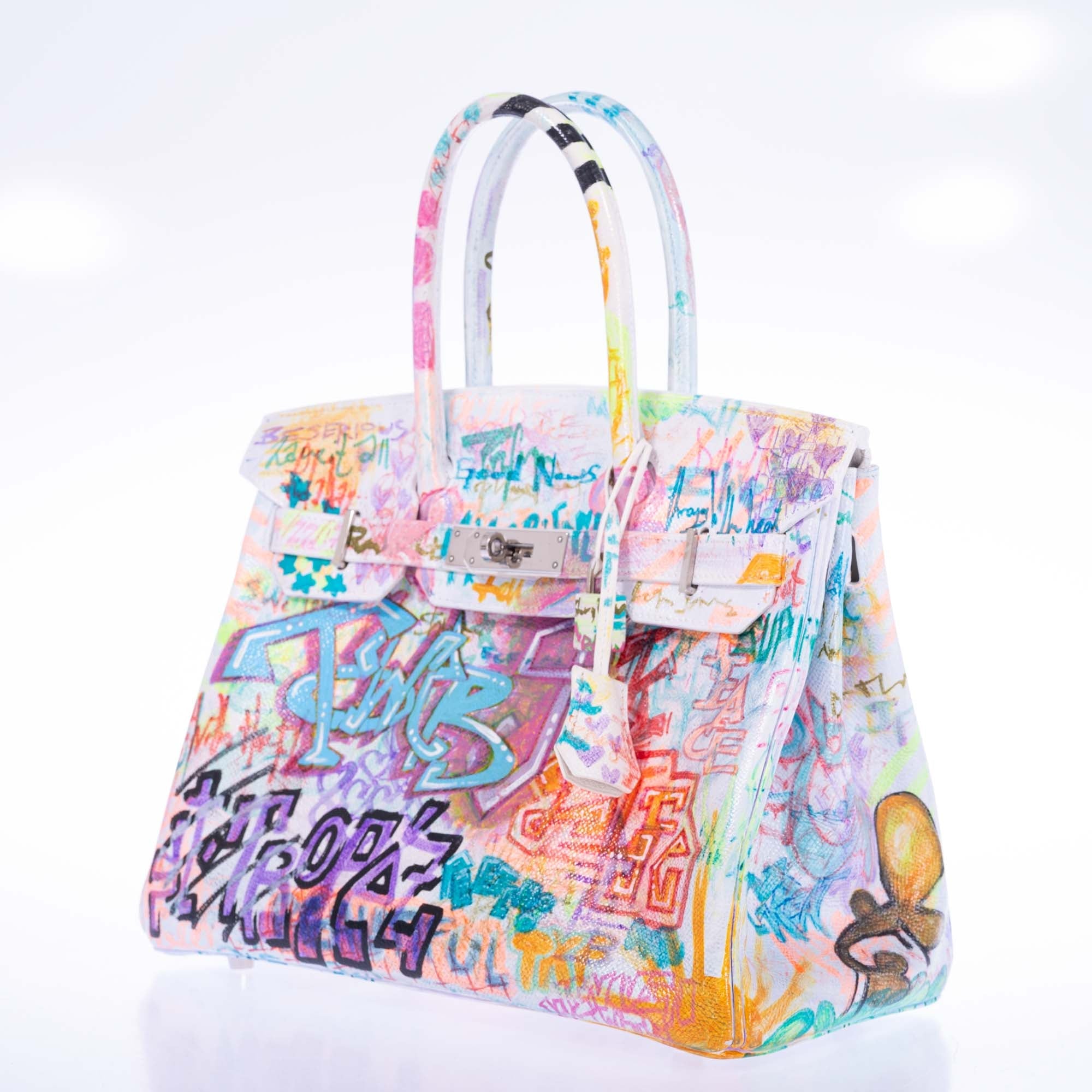 Vintage Hermès Birkin 30 Painted Graffiti White Epsom Palladium Hardware、mySite、garminoutage.com