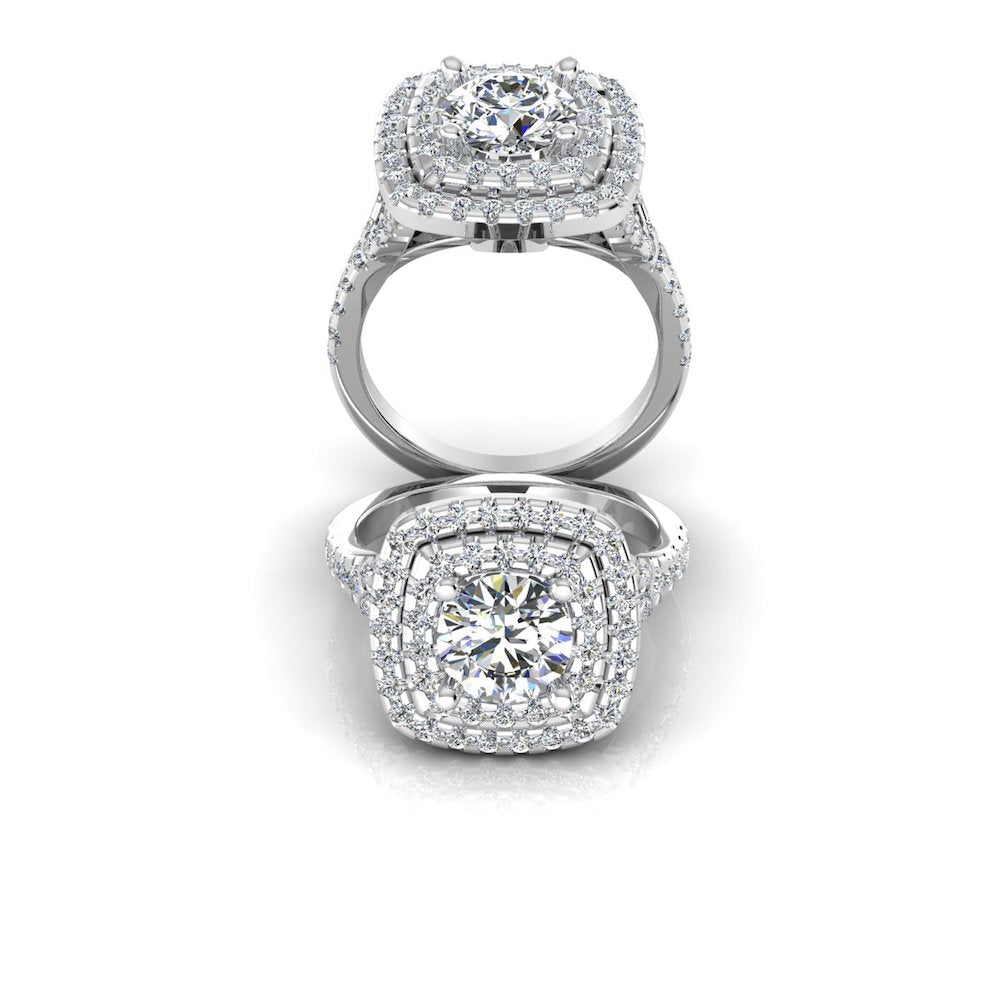 Round Brilliant Double Halo Moissanite Engagement Ring、mySite、hinf8tx79