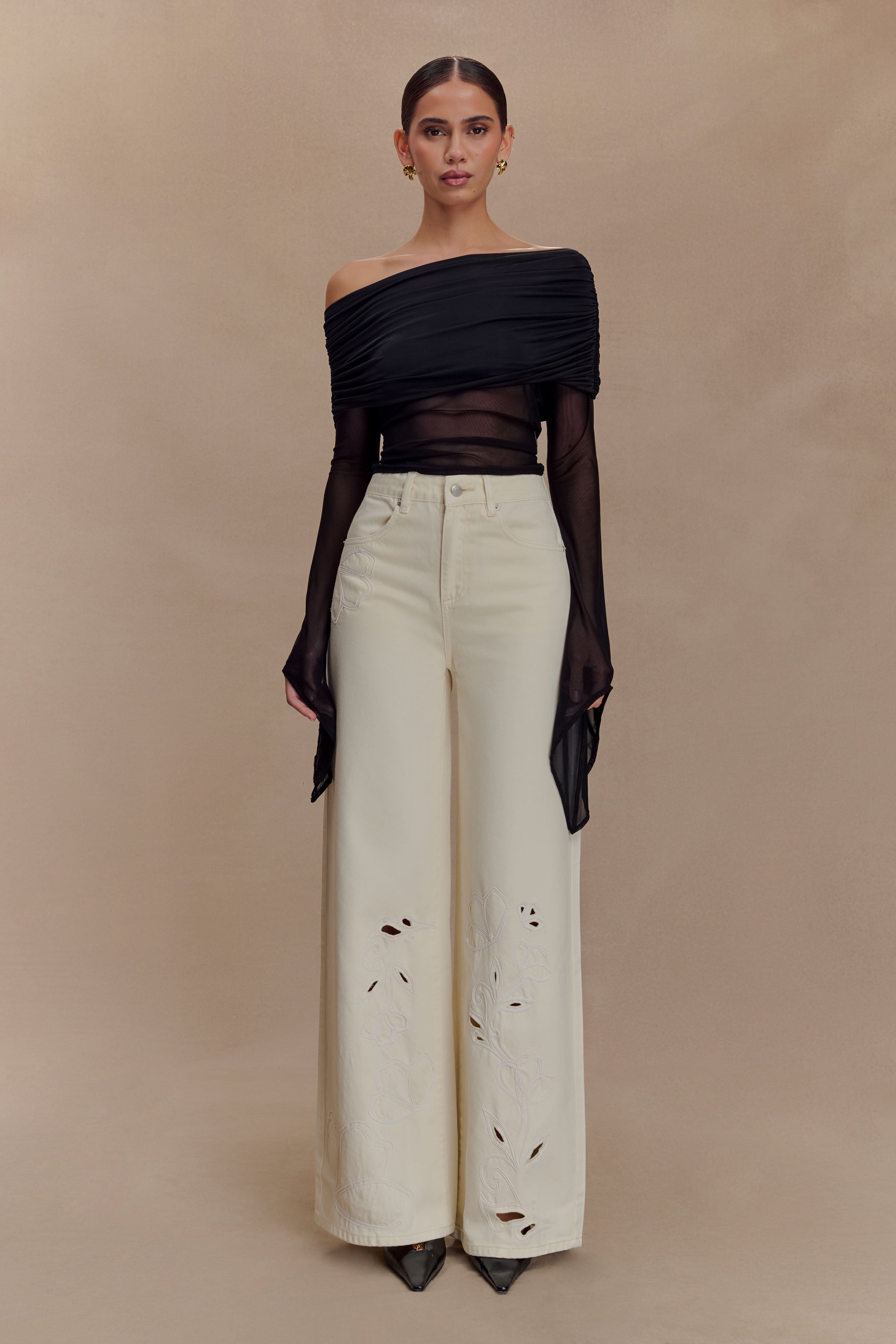 Dahlia One Shoulder Top - Black、mySite、solidvoid