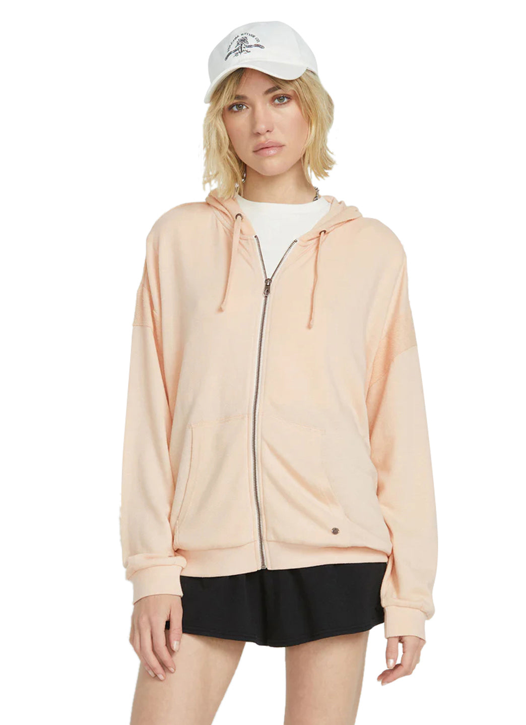 Volcom Women's Solid Lil Frenchie Zip Up Fleece Hoodie、mySite、noshort