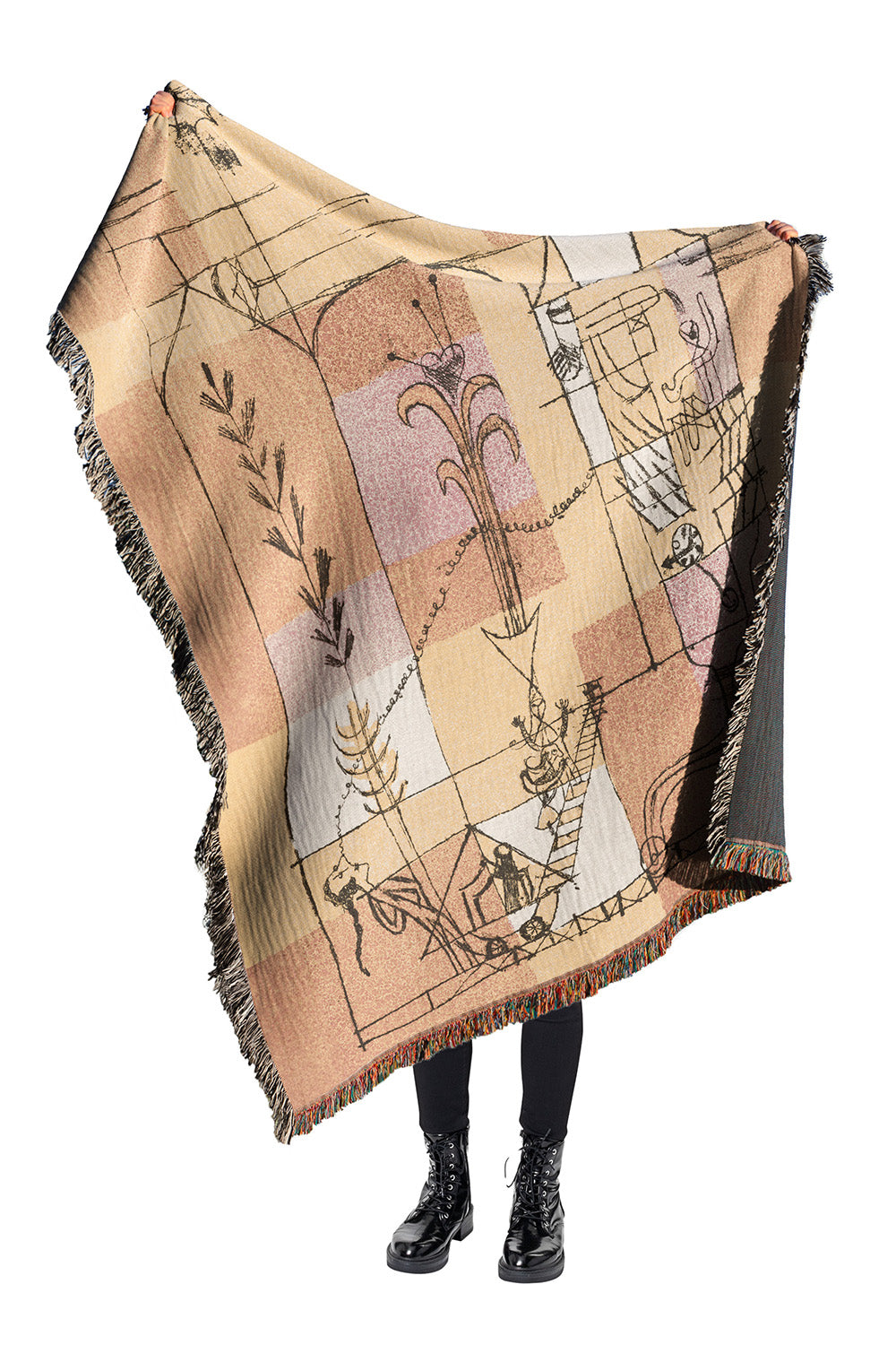 Paul Klee Yellow Orange Cotton Woven Throw Blanket、mySite、gigharbornorthrealestate
