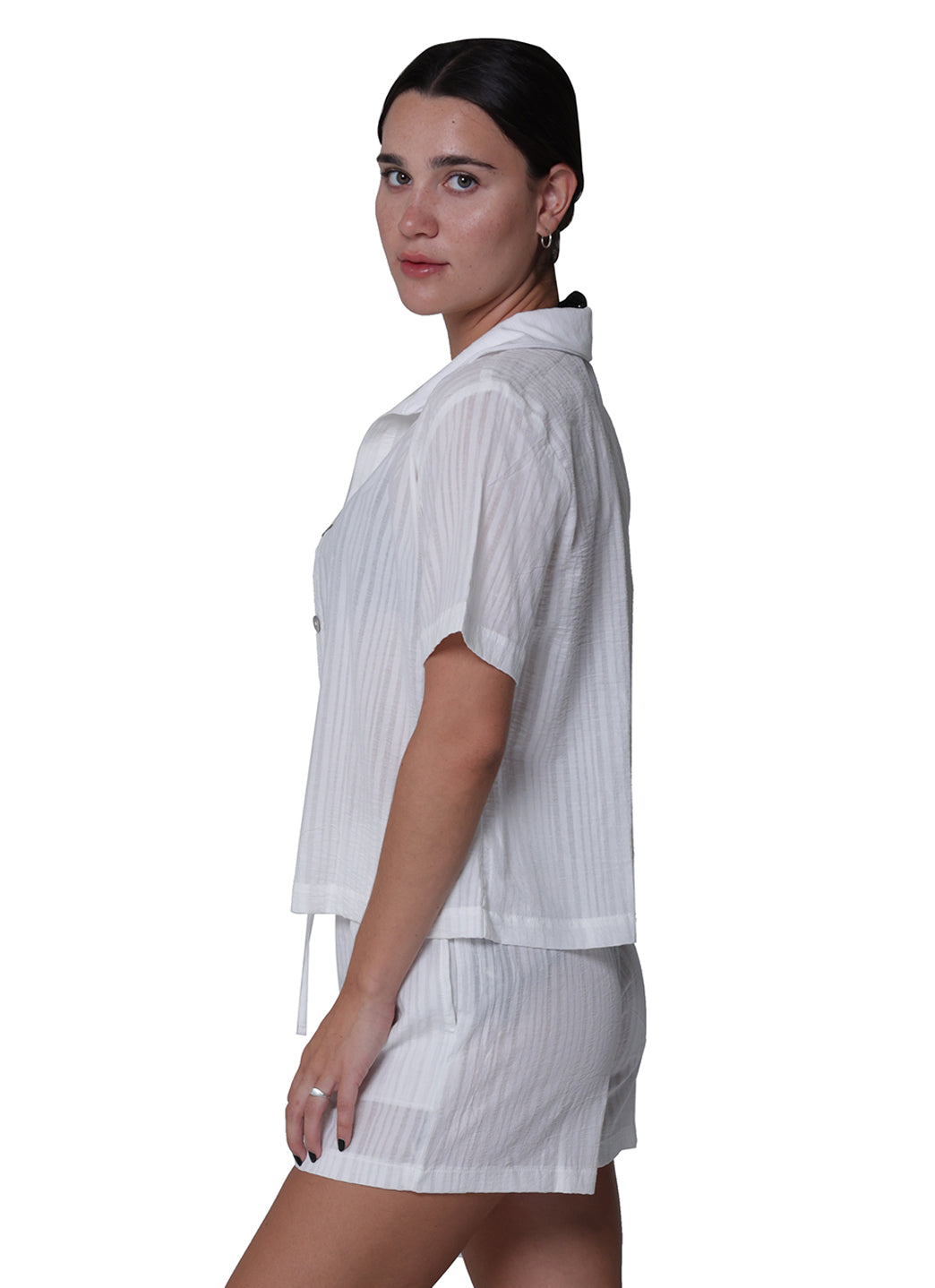 J.Valdi Women's Matira Short Sleeve Button Down Cover Up Top、mySite、noshort