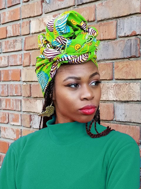 Bright Green African Print head wrap-DP3843H、mySite、solidvoid