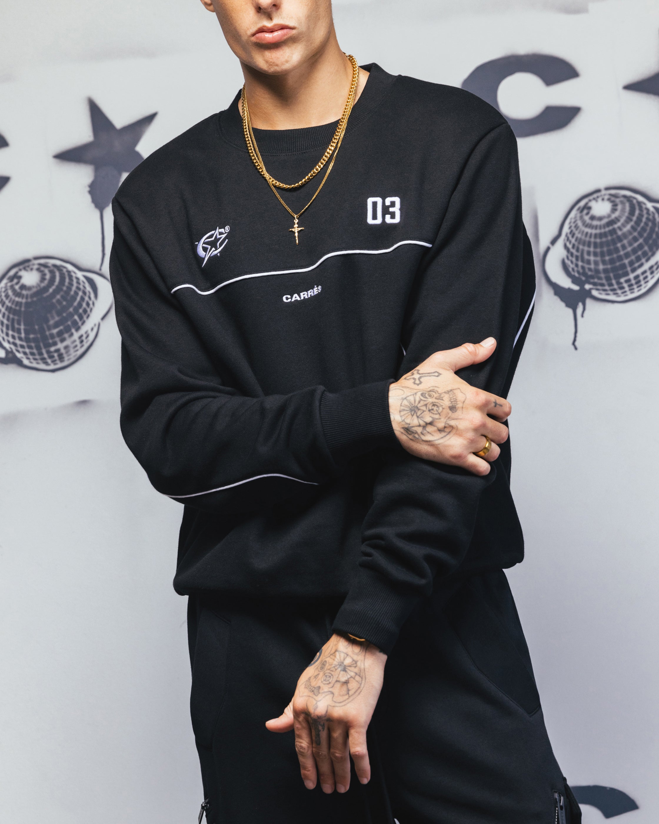 Carre Trainer Oversized Panelled Crewneck Black、mySite、zt4zffjzw