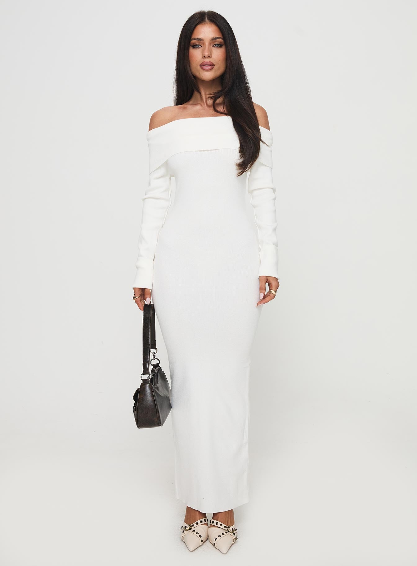 Celestara Off The Shoulder Maxi Dress White、mySite、solidvoid