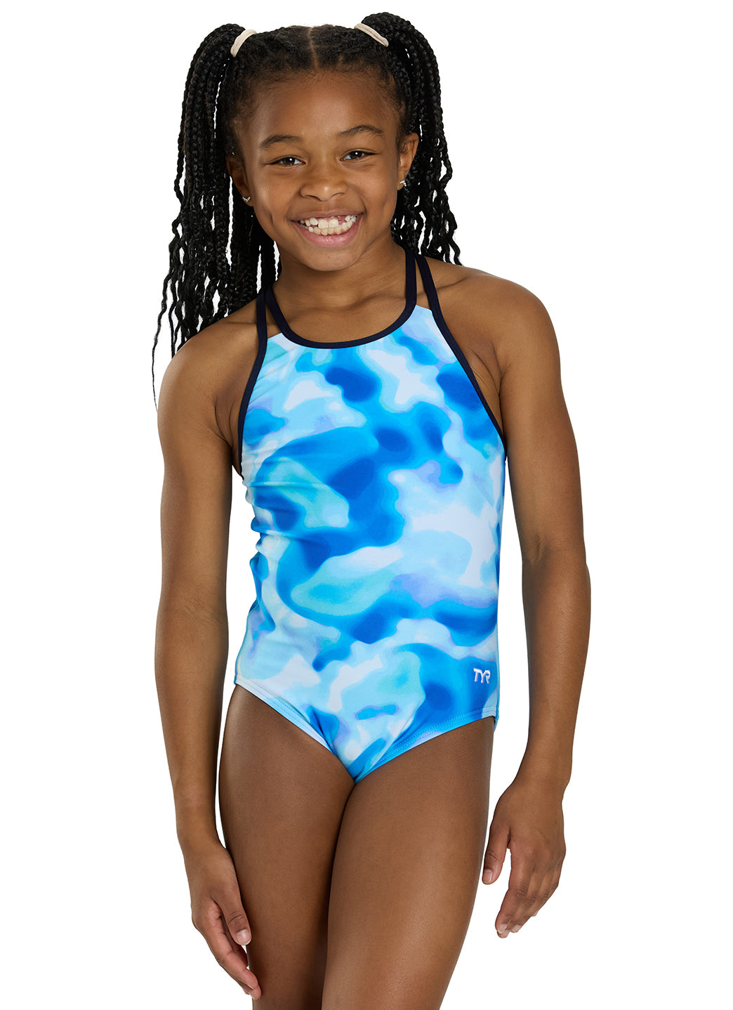 TYR Girls' Print Oliviafit Durafast Elite One Piece Swimsuit (Little Kid, Big Kid)、mySite、noshort