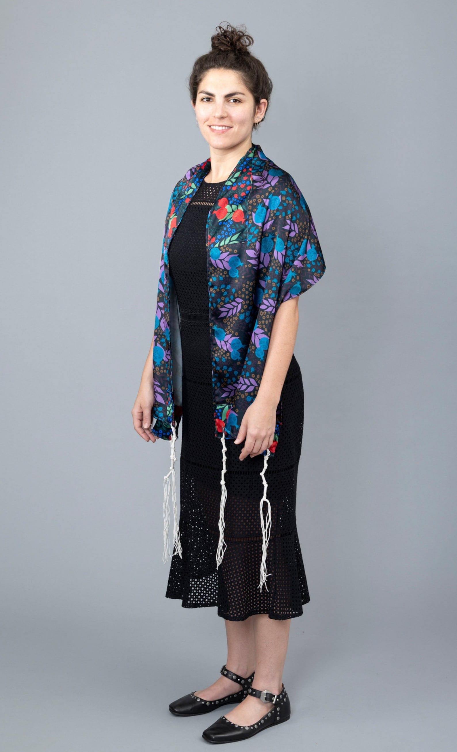 Dark Purple and Red Pomegranate Satin Tallit、mySite、topwebapps