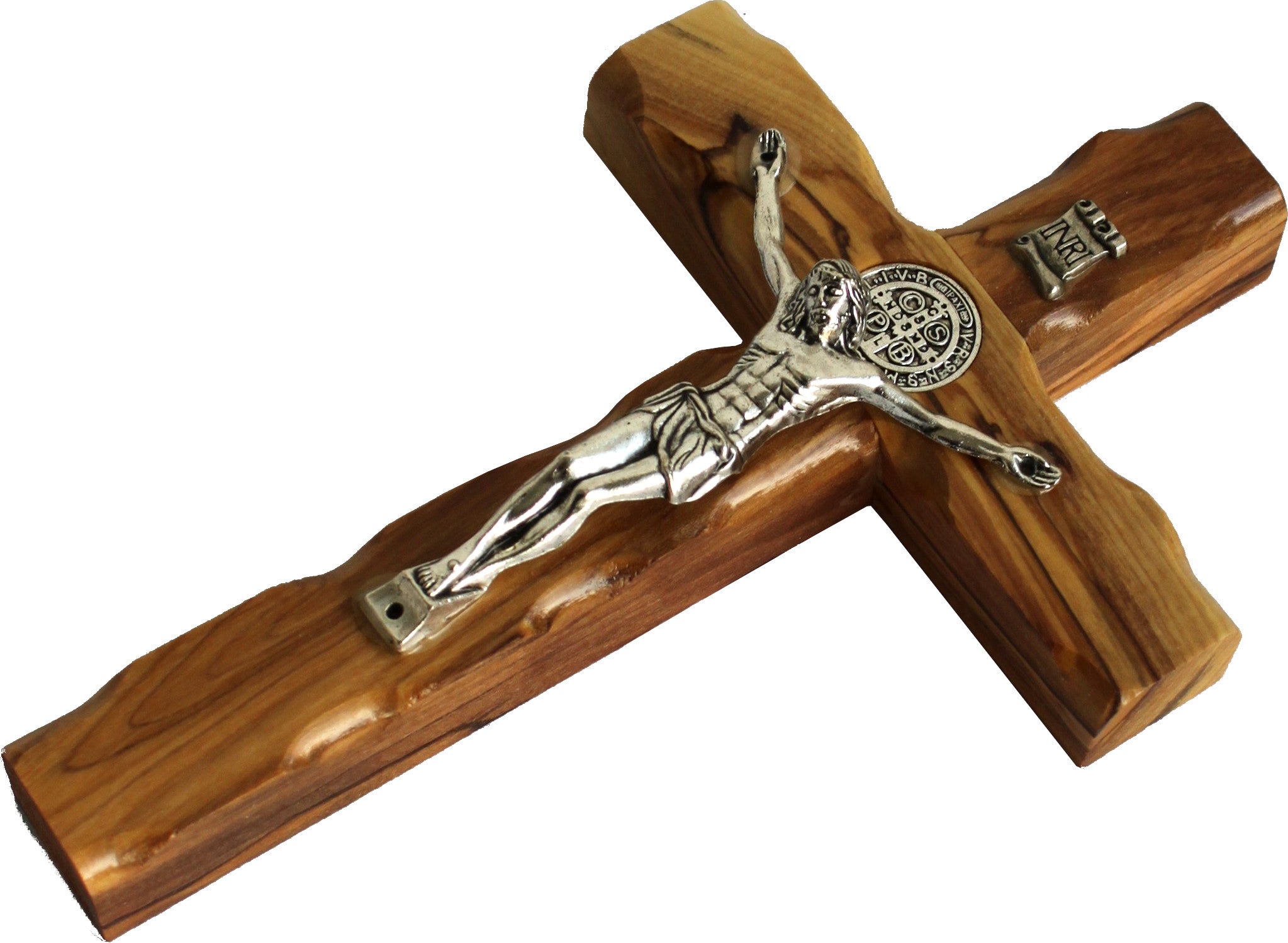  Holy Land Handmade St. Saint Benedict Wall Wood Cross Crucifix Silver Plated ( 6 Inches )、mySite、elrpsem3k